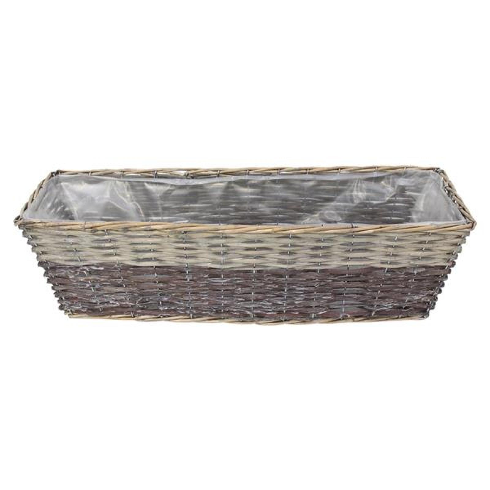 Balkon Blumenkasten "Grey" aus Weide, grau, Pflanzkasten 55 cm lang, Balkonkasten, Pflanzgefäß für Drinnen & Draußen