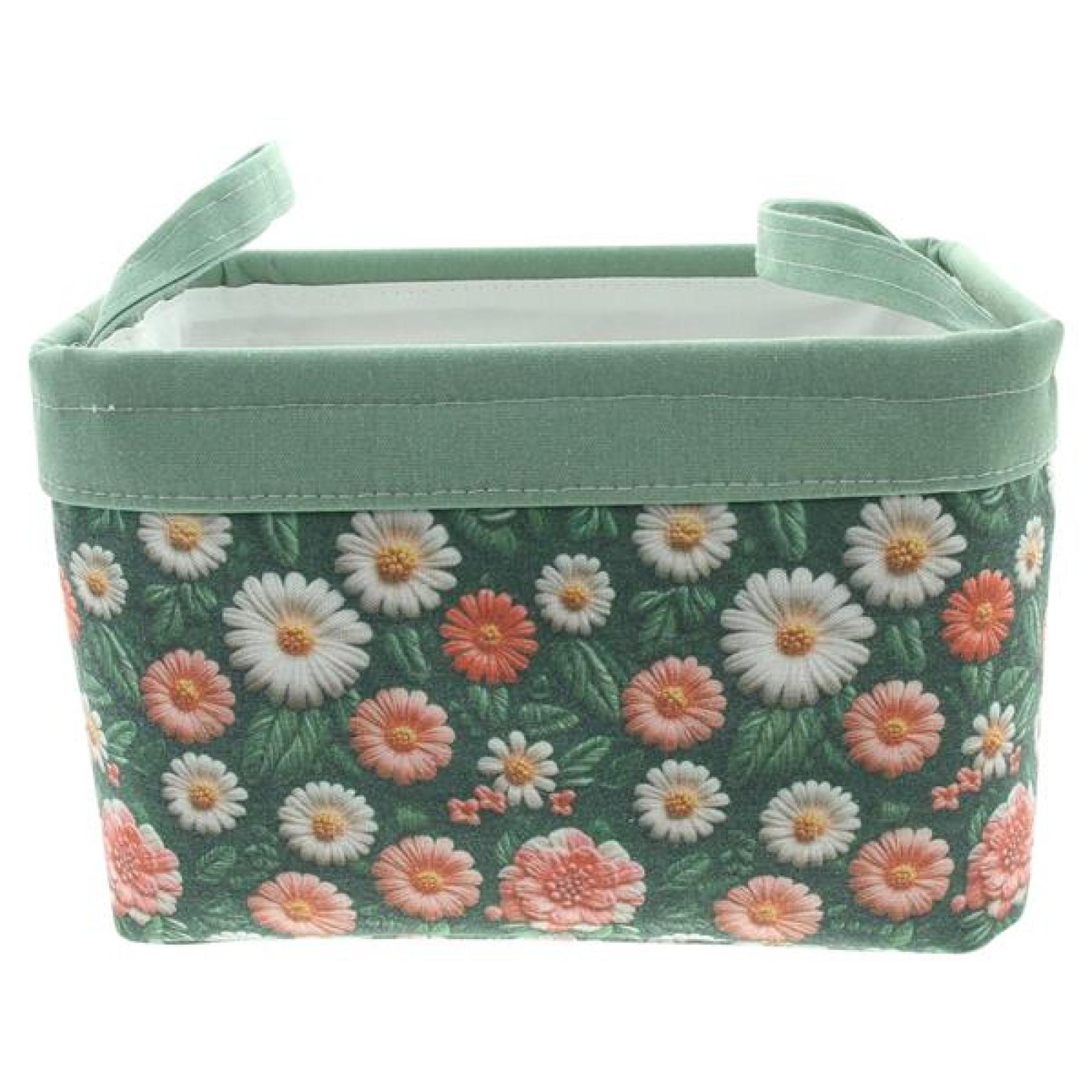 Stoffkorb "Blumen" bunt, 29x19x18 cm, Aufbewahrungskorb, Universalkorb, Tragekorb, Spielzeugkorb, Badkorb