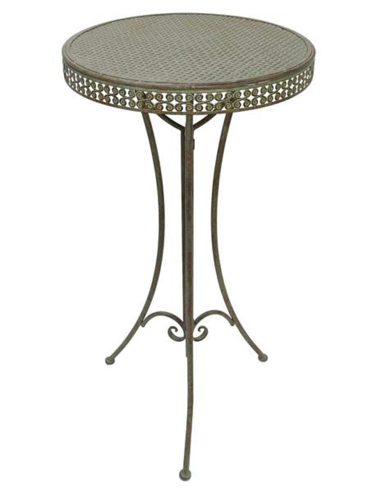 Stehtisch "Ornamente" aus Metall, mint-grün mit Rost Effekten, hoher Gartentisch, Bistrotisch
