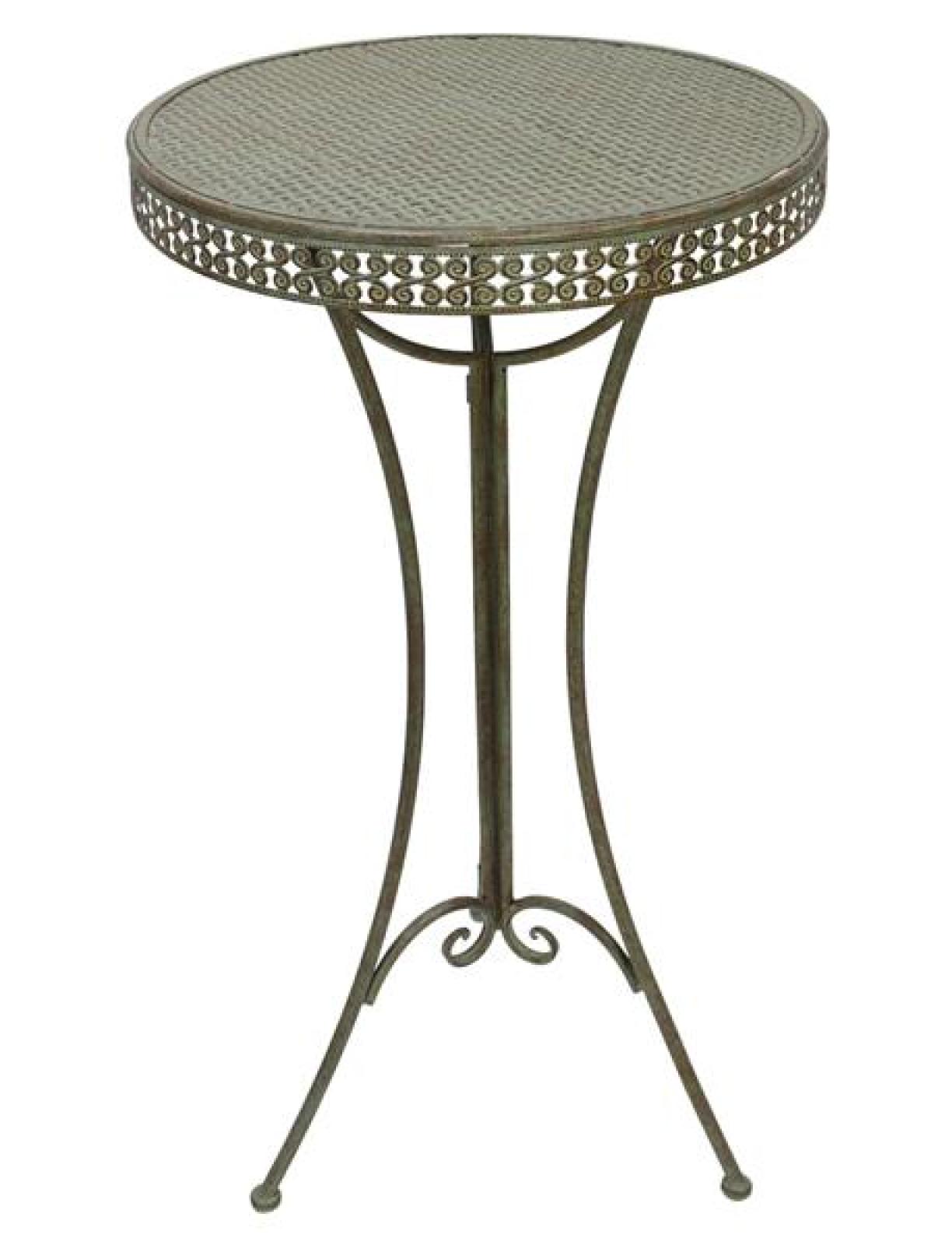 Stehtisch "Ornamente" aus Metall, mint-grün mit Rost Effekten, hoher Gartentisch, Bistrotisch