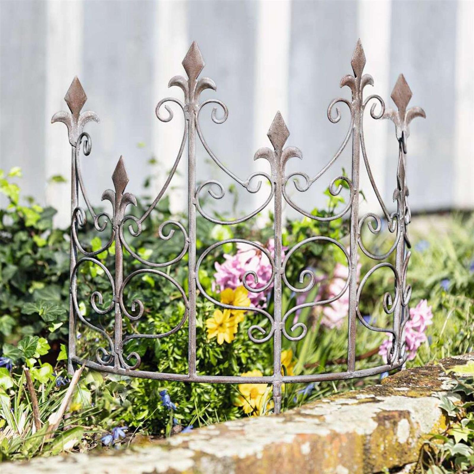 Pflanzenstütze "Schwertlilie"  Rankhilfe halbrund, Pflanzenhalter aus Metall, grau, 45x19 cm, Strauchstütze
