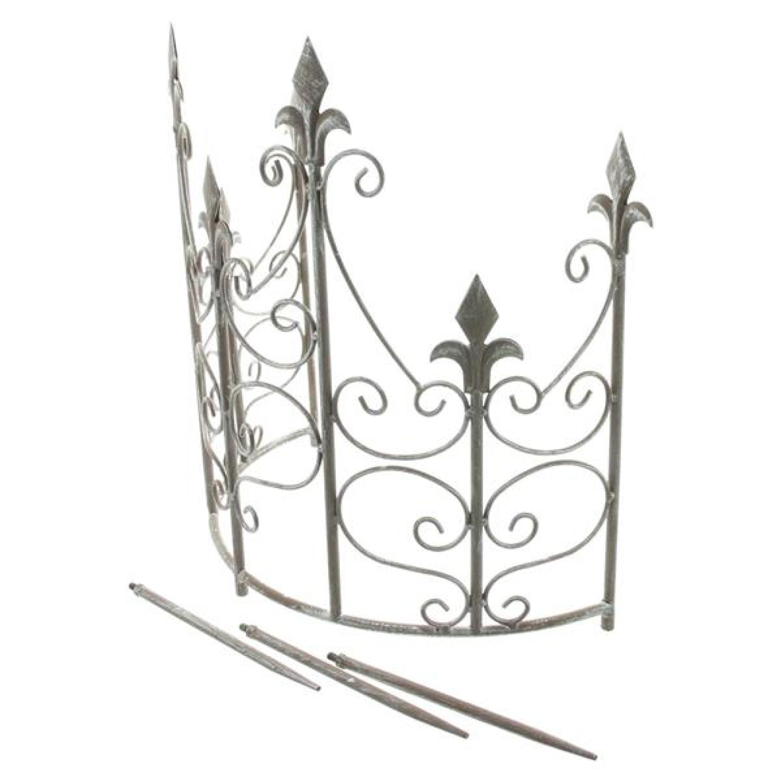 Pflanzenstütze "Schwertlilie"  Rankhilfe halbrund, Pflanzenhalter aus Metall, grau, 45x19 cm, Strauchstütze