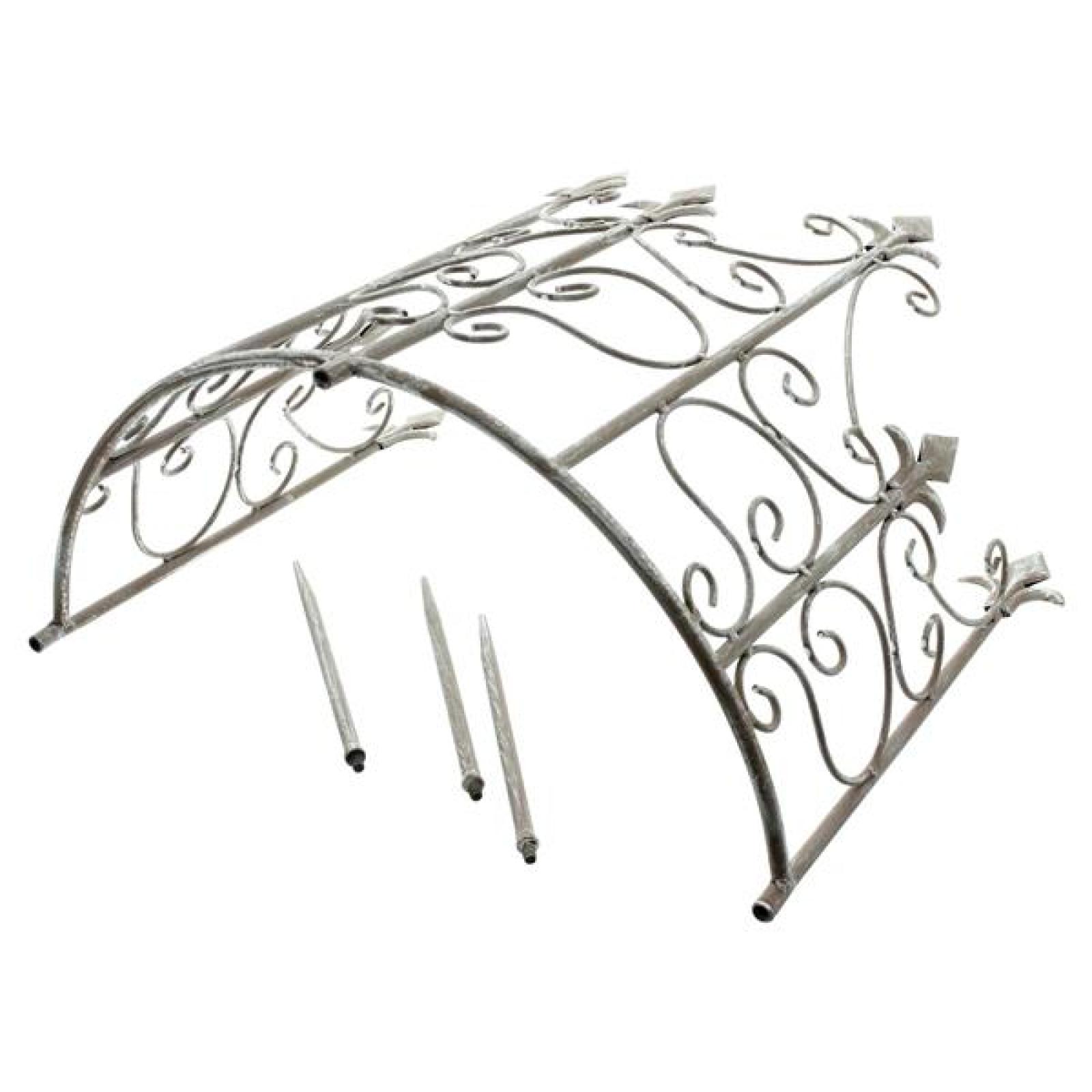 Pflanzenstütze "Schwertlilie"  Rankhilfe halbrund, Pflanzenhalter aus Metall, grau, 45x19 cm, Strauchstütze