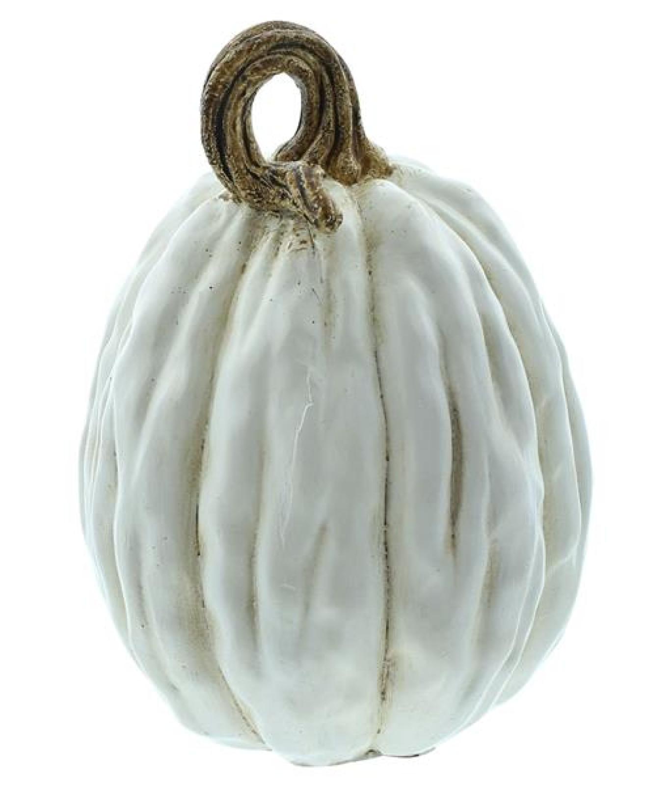 3x Kürbis "White" aus Polyresin in weiß, kleine Kürbisse, Zierkürbis, Dekokürbis, Tischdeko