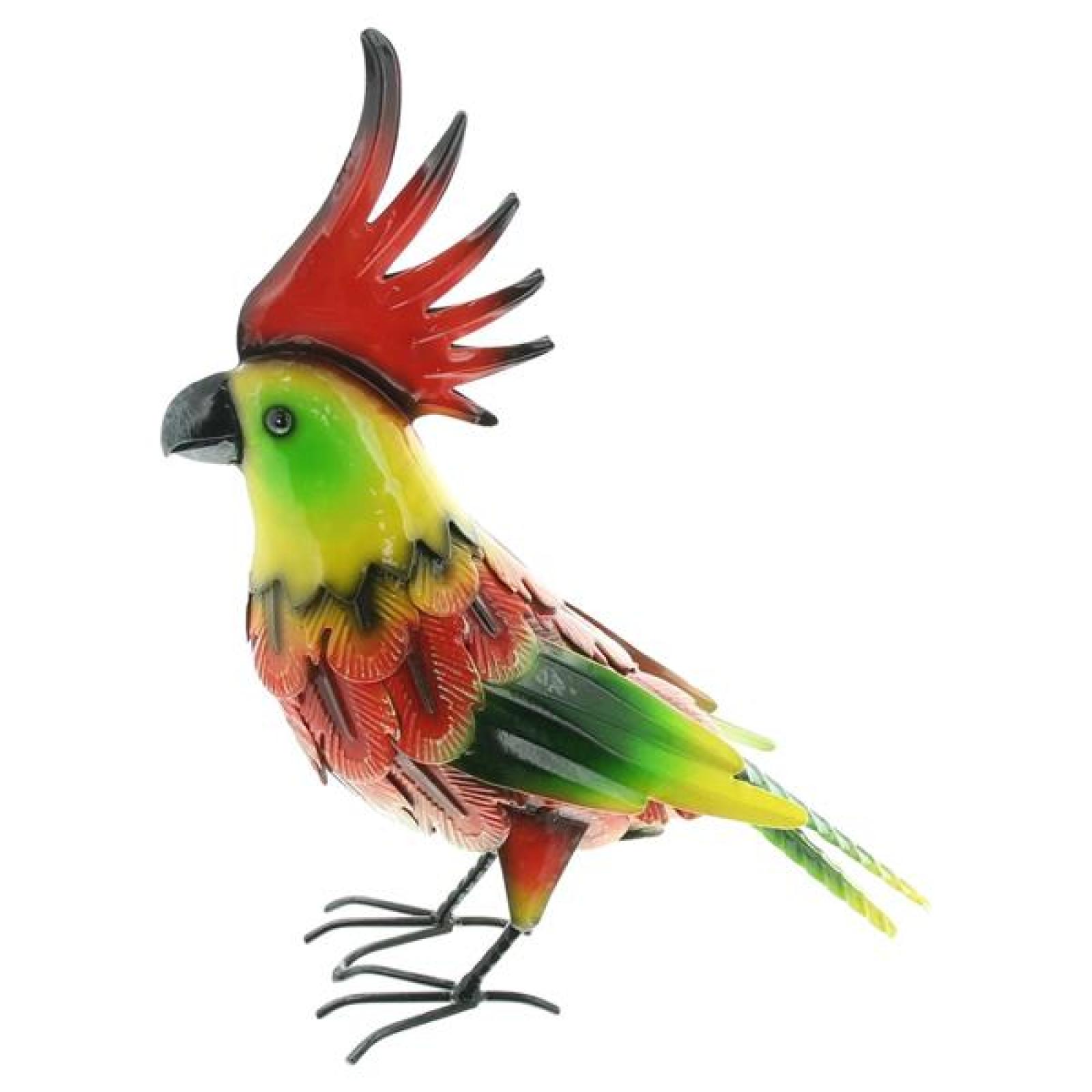 Dekovogel "Kakadu" aus Metall, bunt, witzige Dekofigur, Vogel 30 cm hoch, Sommer Deko für Innen, Vogeldeko, Vogelfigur
