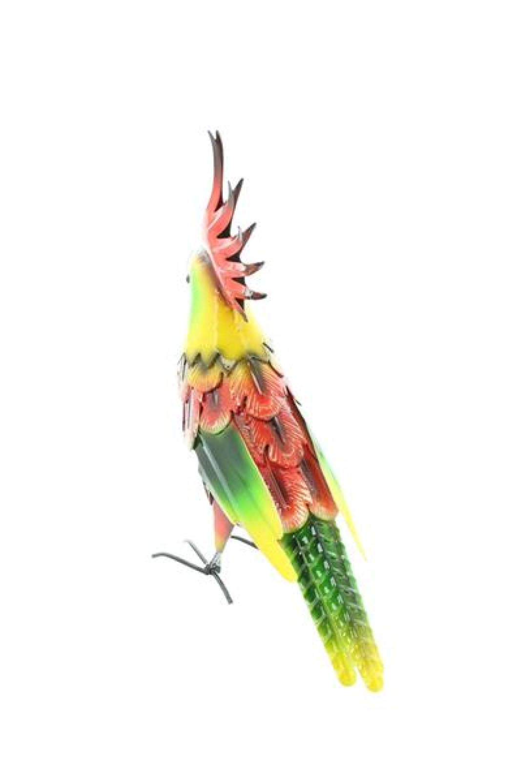 Dekovogel "Kakadu" aus Metall, bunt, witzige Dekofigur, Vogel 30 cm hoch, Sommer Deko für Innen, Vogeldeko, Vogelfigur