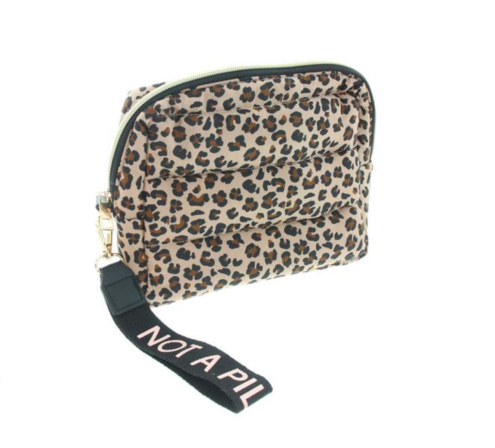 Tasche "Leo" wattiert, Clutch, Handtasche Leopardenmuster, Damentasche Leopard, Abendhandtasche, Kosmetiktasche