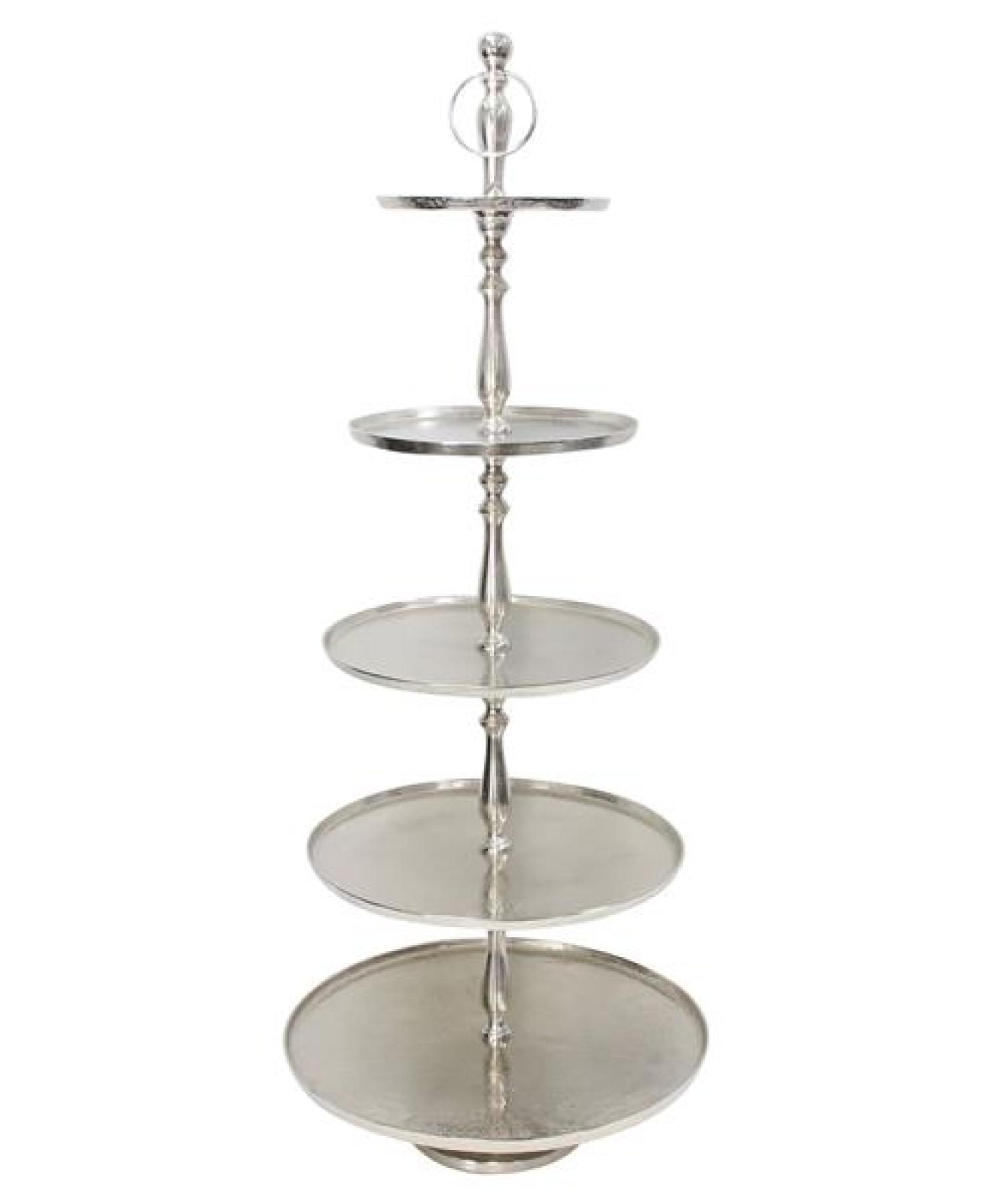 Etagere "XXL" Aluminiumguss silber, 5 Etagen, 147 cm hoch, Tortenständer, Deko Regal, Dekoständer, Obstetagere