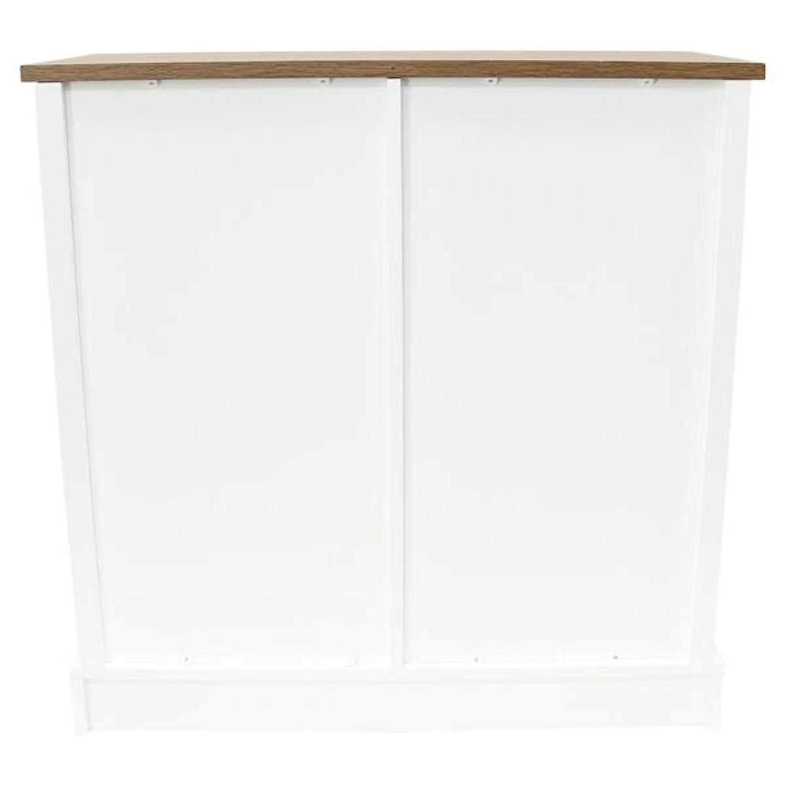 Sideboard "Landhaus" MDF weiß / Furnier braun, 80x35x81 cm, Kommode mit Schiebetür, Küchenschrank