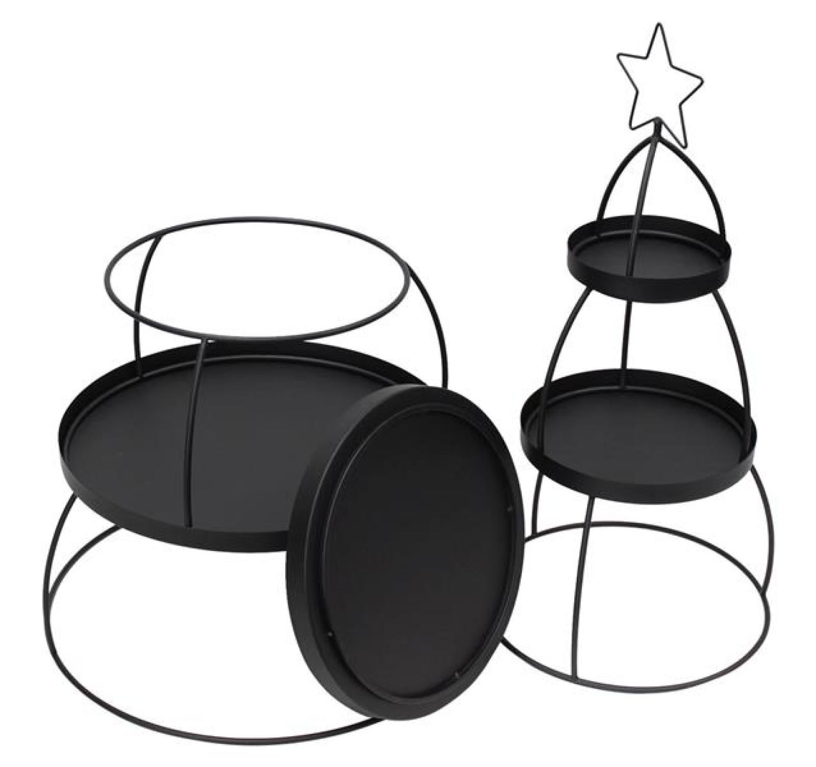 XXL Etagere "Tannenbaum" aus Metall, schwarz, Ø 56 x 132 cm, 4 Etagen, Tortenständer, Weihnachtsdeko, Dekoständer, Obstetagere, Regal