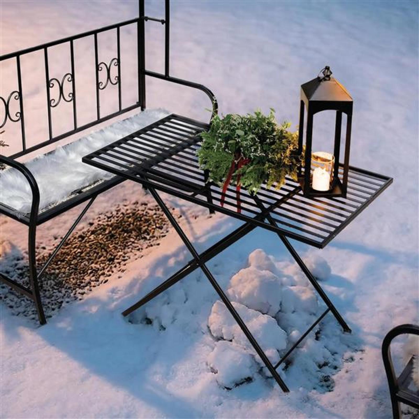 Gartentisch "Black" aus Metall, schwarz, 100x56 cm, Balkontisch, Metalltisch, Terrassentisch, Tisch