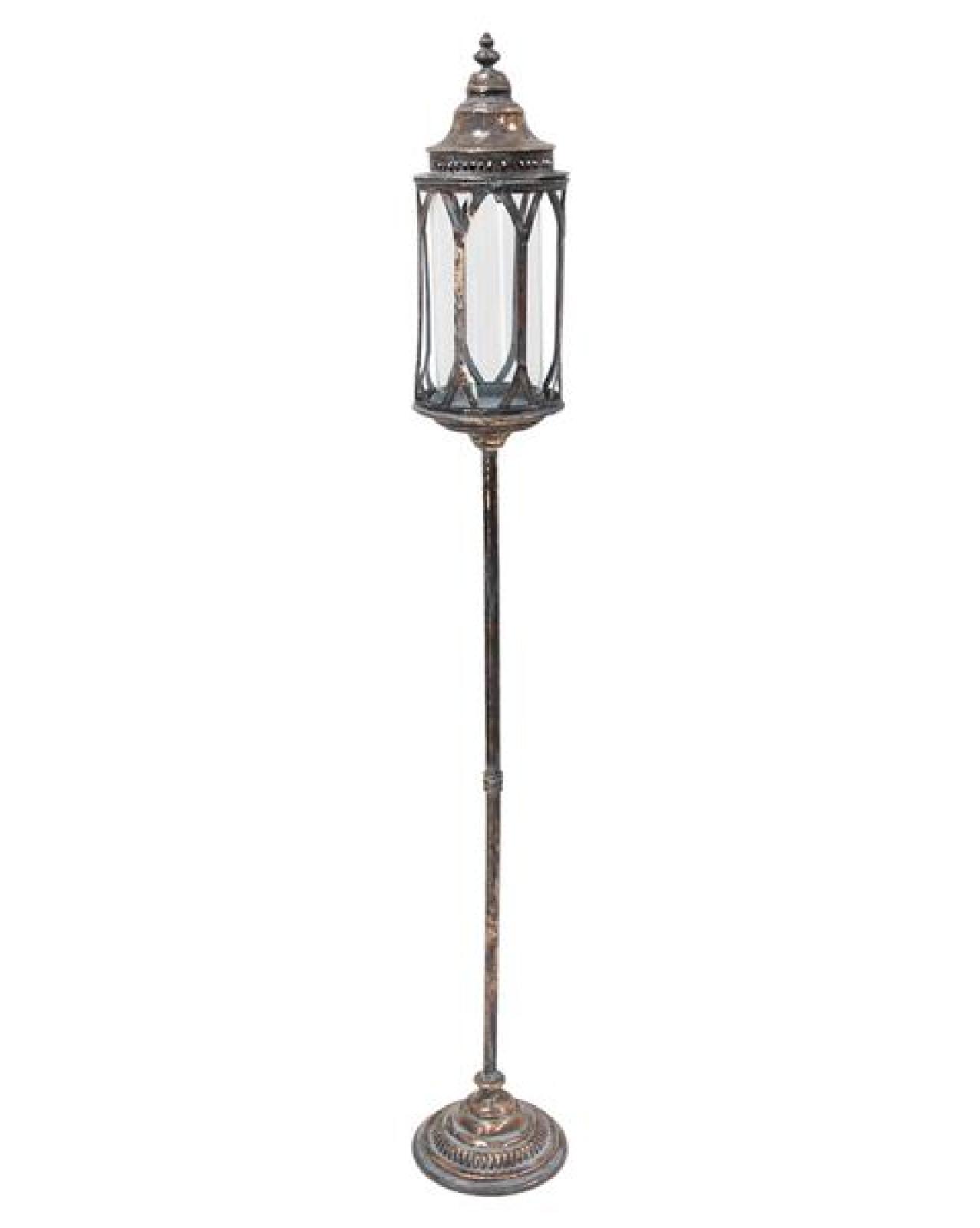 Gartenlaterne "Vintage" aus Metall in kupfer / grau, XXL Outdoor Laterne, Standlaterne 141 cm hoch, Kerzenständer