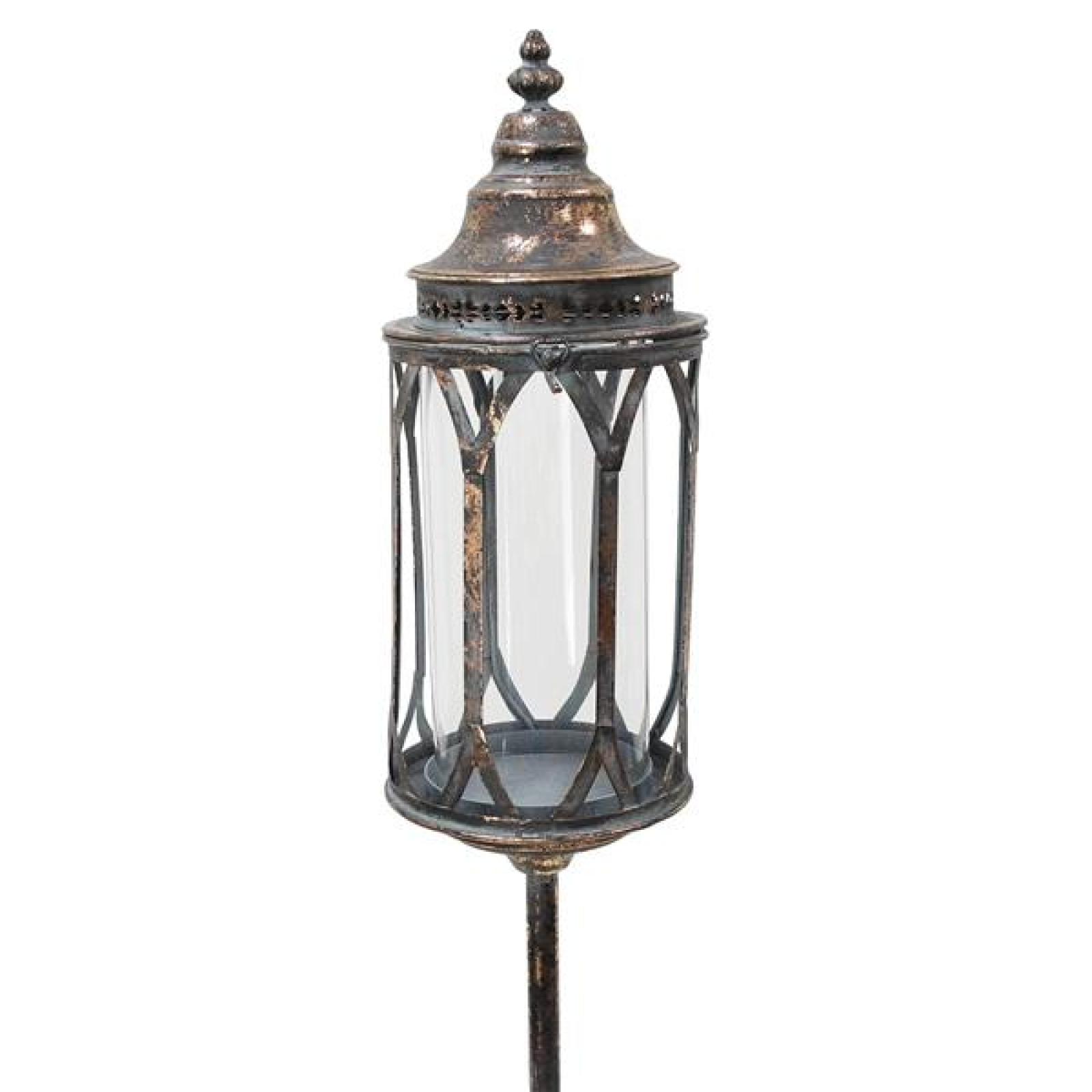 Gartenlaterne "Vintage" aus Metall in kupfer / grau, XXL Outdoor Laterne, Standlaterne 141 cm hoch, Kerzenständer