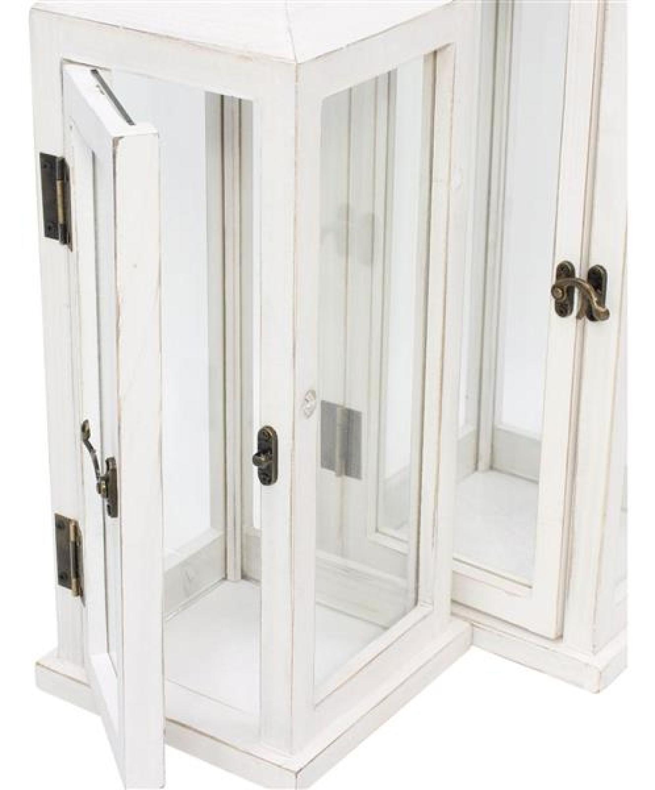 2x Laterne "Shabby" aus Holz, weiß, 38 + 45 cm groß, Kerzenständer, Windlicht