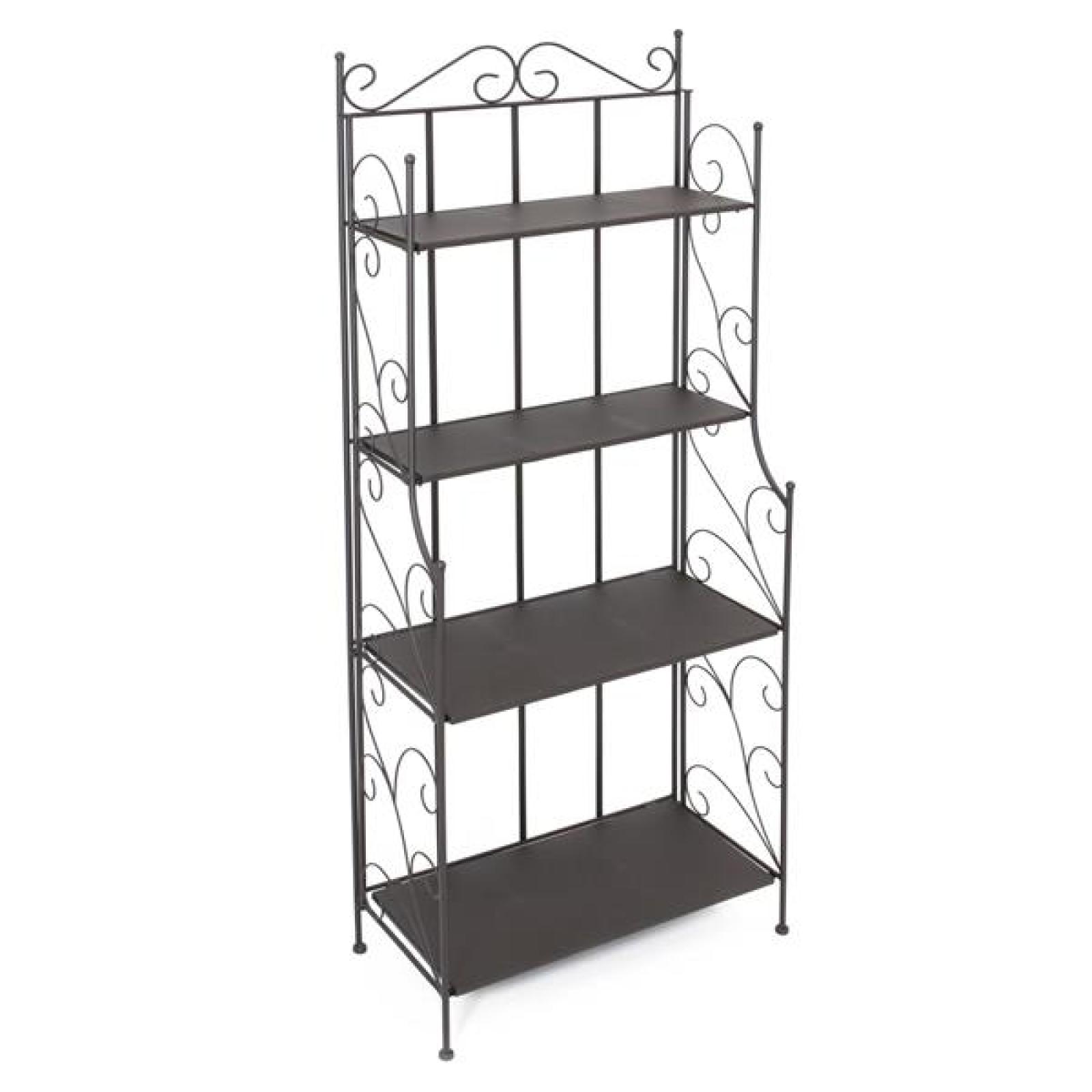 Regal "Toskana" aus Metall, braun, klappbar, 60x30x155 cm, Metallregal für Küche, Wohnzimmer, Pflanzen, Bücherregal im Antik Design, Standregal