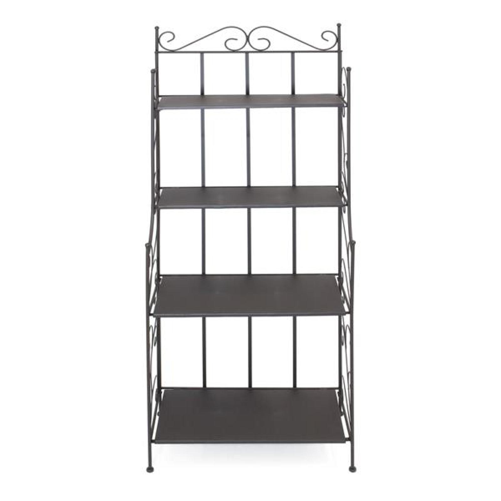Regal "Toskana" aus Metall, braun, klappbar, 60x30x155 cm, Metallregal für Küche, Wohnzimmer, Pflanzen, Bücherregal im Antik Design, Standregal