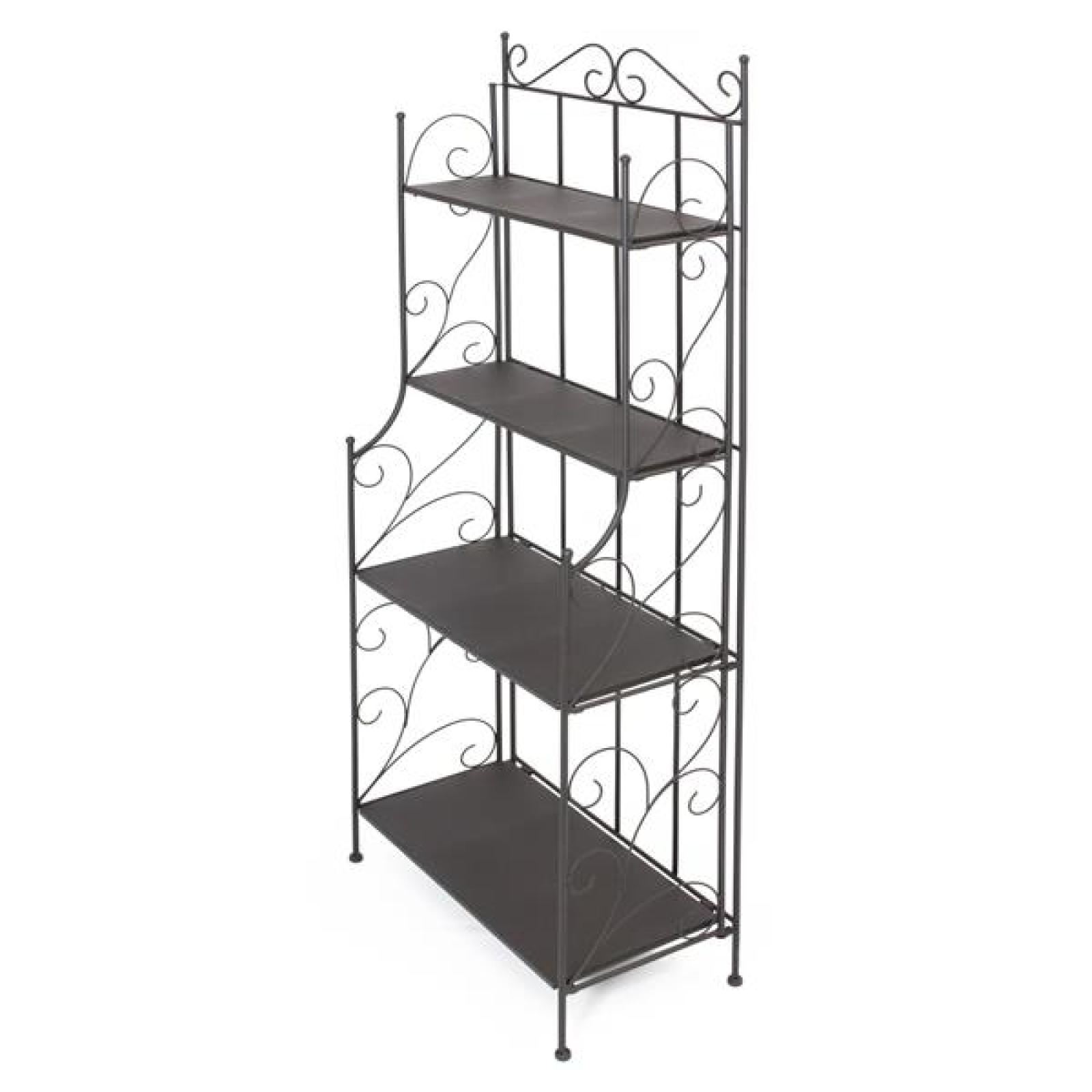 Regal "Toskana" aus Metall, braun, klappbar, 60x30x155 cm, Metallregal für Küche, Wohnzimmer, Pflanzen, Bücherregal im Antik Design, Standregal