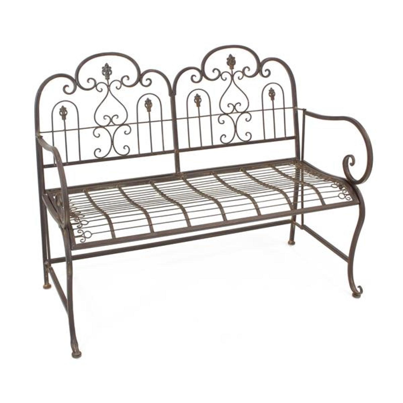 Sitzbank "Provence" aus Metall, braun im Antik Design, 2-sitzer Gartenbank wetterfest, Parkbank, Metallbank