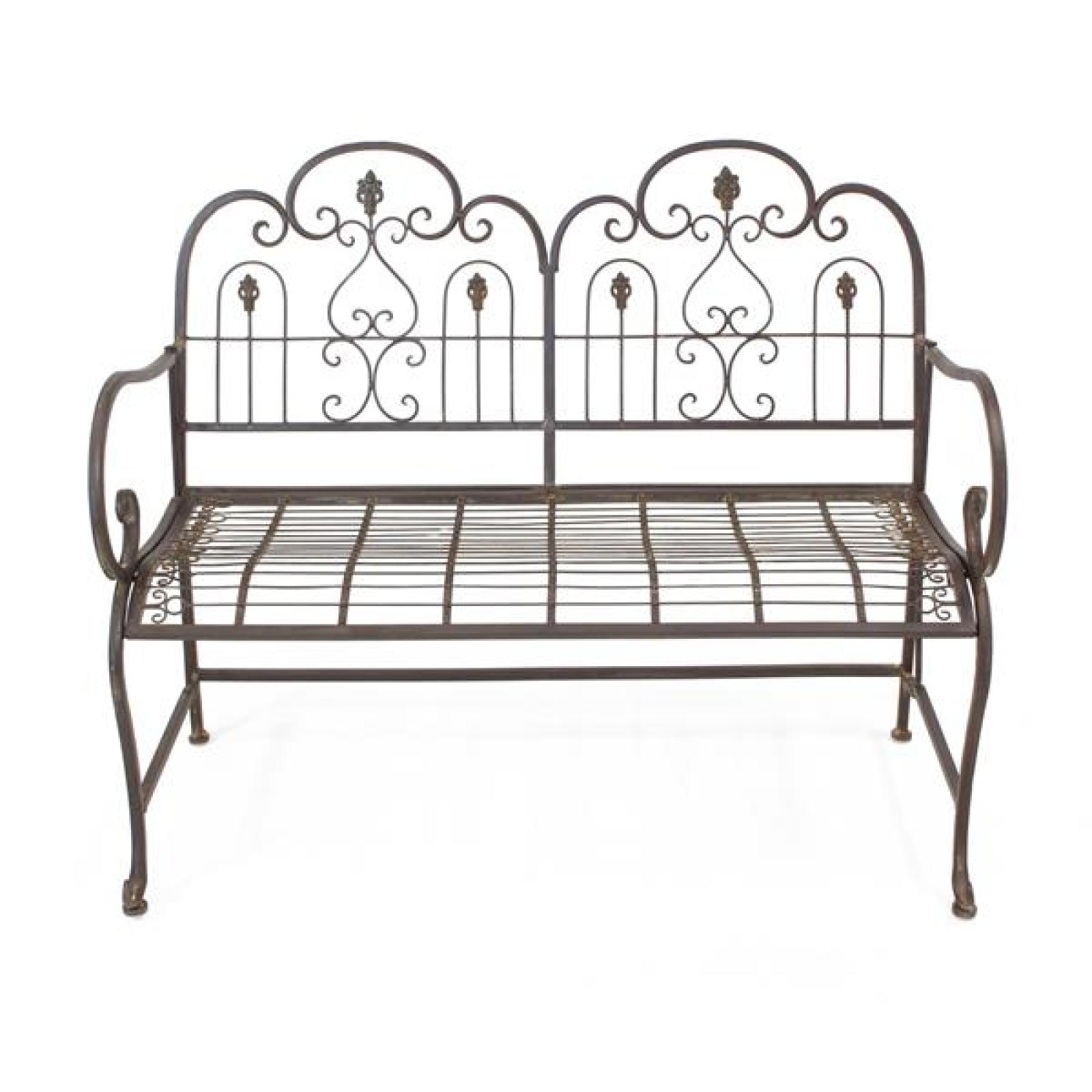 Sitzbank "Provence" aus Metall, braun im Antik Design, 2-sitzer Gartenbank wetterfest, Parkbank, Metallbank