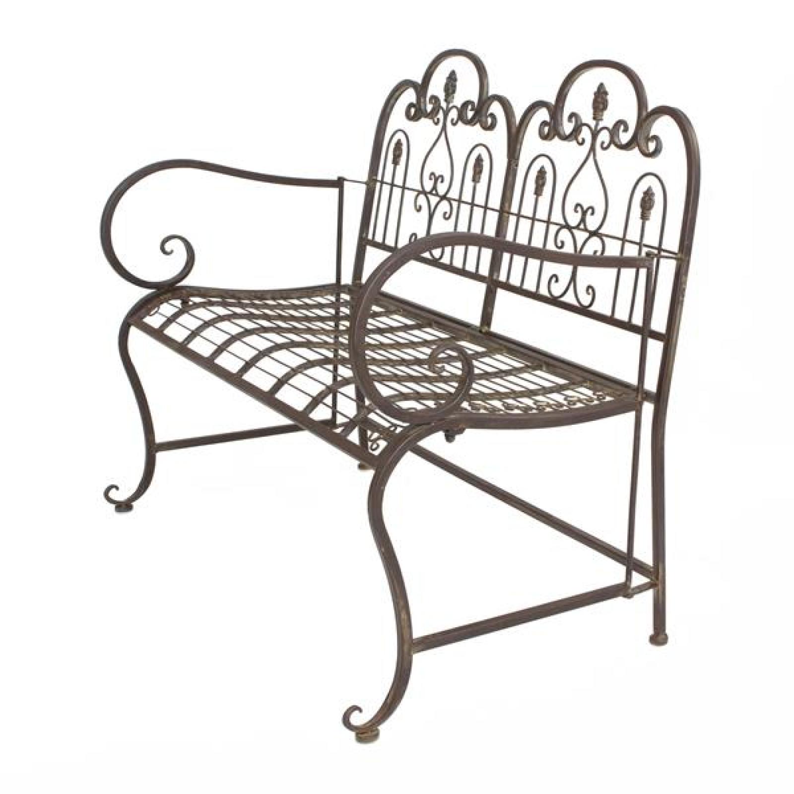 Sitzbank "Provence" aus Metall, braun im Antik Design, 2-sitzer Gartenbank wetterfest, Parkbank, Metallbank