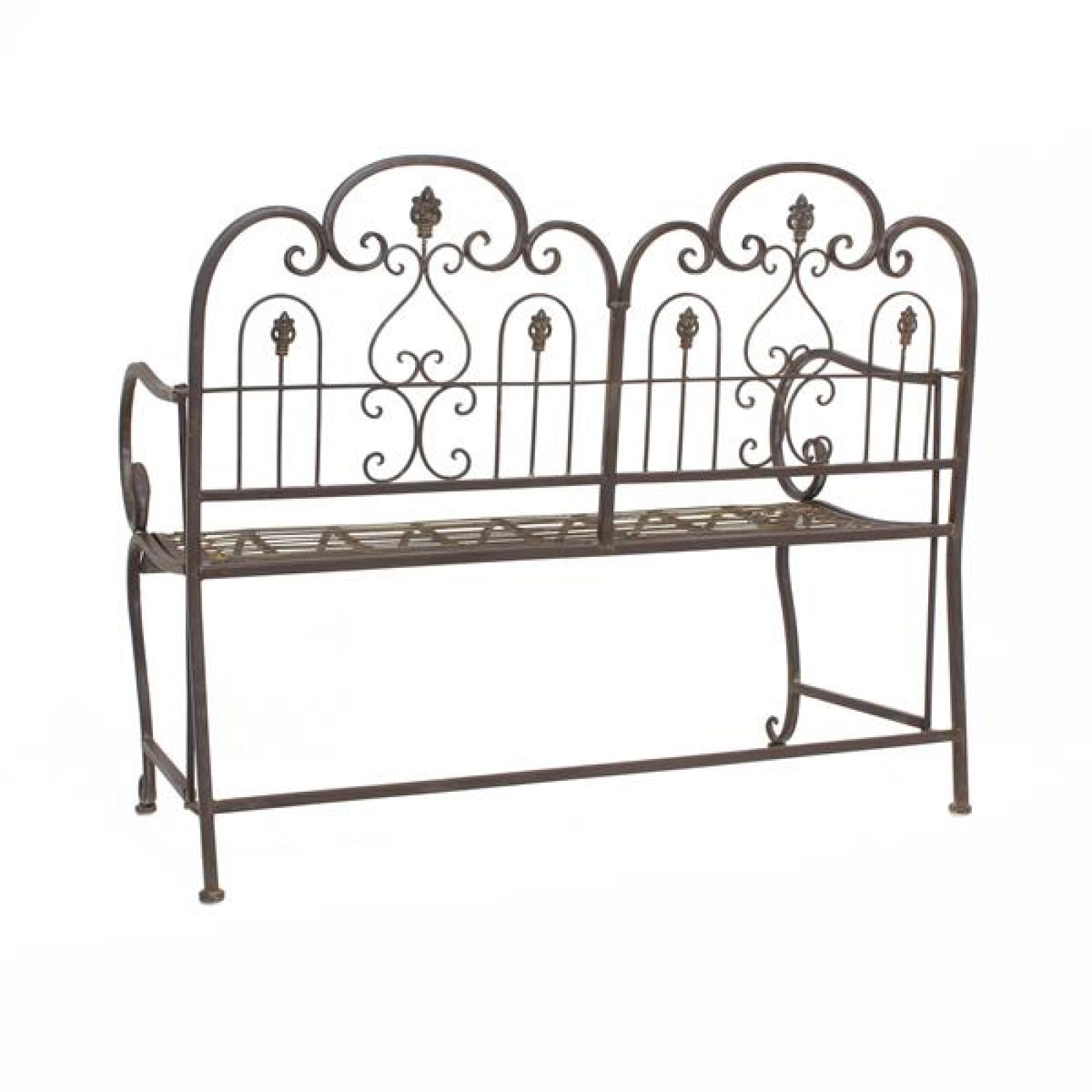 Sitzbank "Provence" aus Metall, braun im Antik Design, 2-sitzer Gartenbank wetterfest, Parkbank, Metallbank