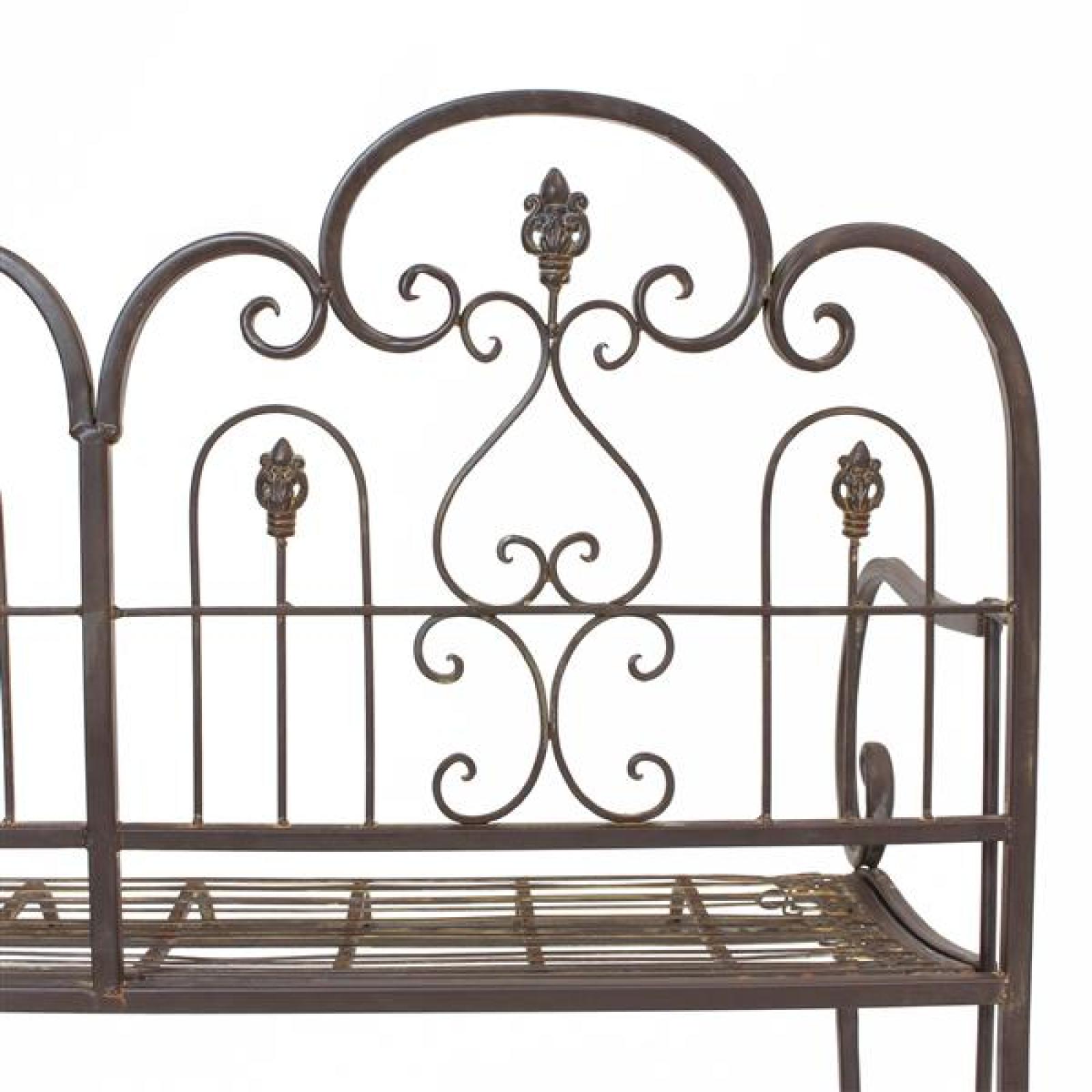 Sitzbank "Provence" aus Metall, braun im Antik Design, 2-sitzer Gartenbank wetterfest, Parkbank, Metallbank