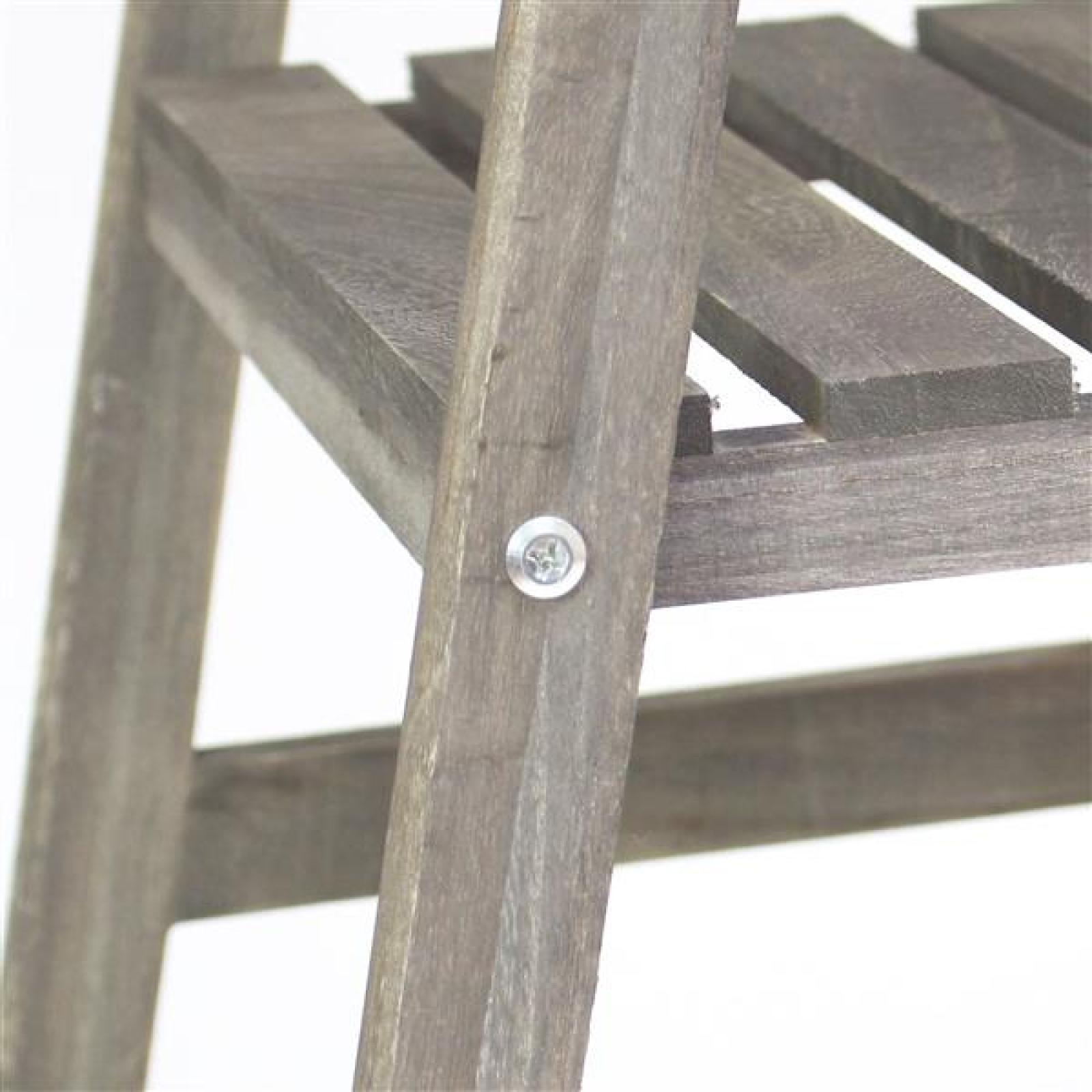 Leiterregal aus Holz im Antik Design, grau, Regal mit 4 Ebenen, Blumenregal, Standregal, Pflanzentreppe, offenes Bücherregal für Wohnzimmer, Küche, Terrasse