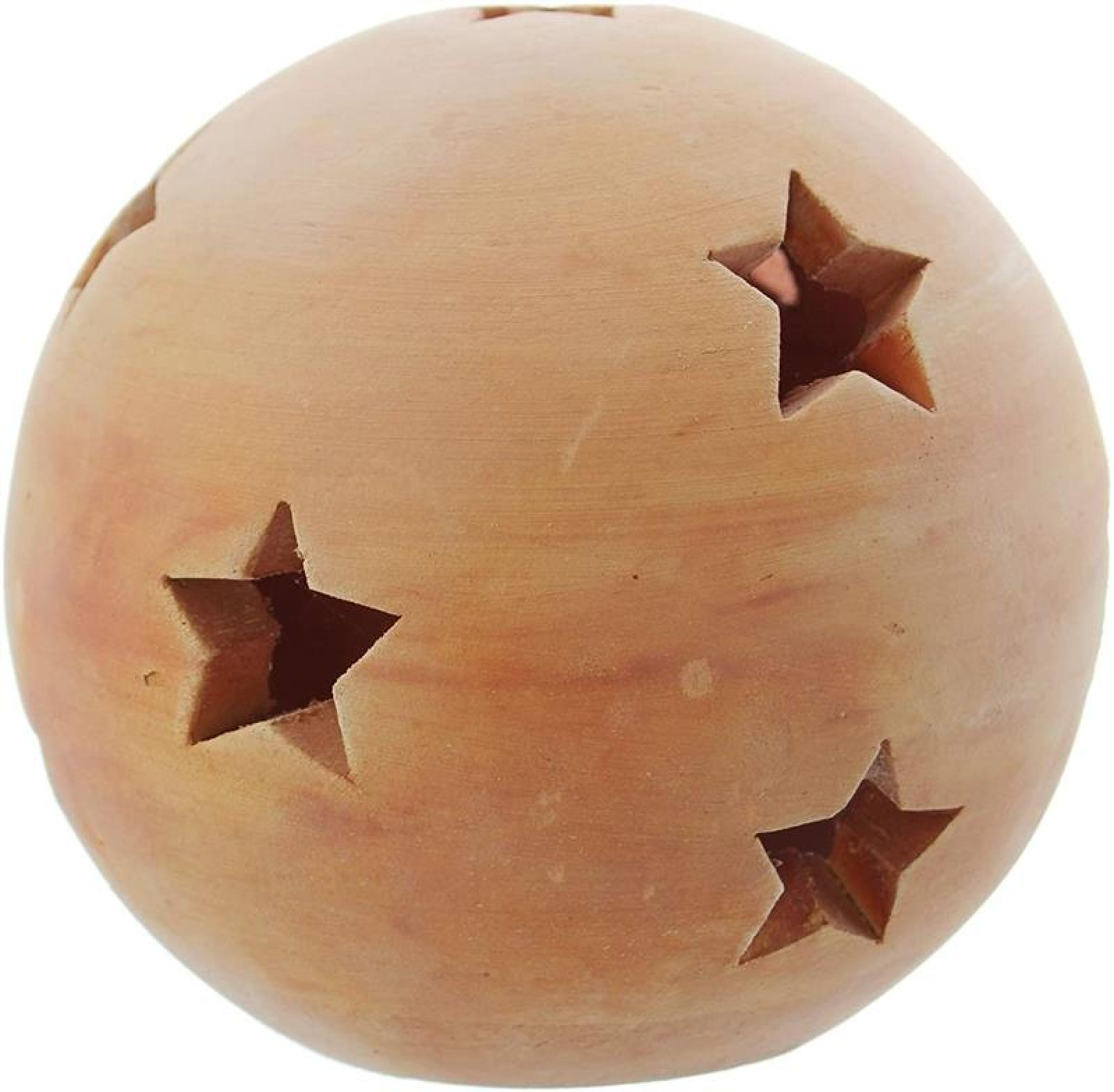 Dekokugel "Sterne" aus Terracotta, Ø 30 cm, Windlicht, Kerzenhalter, Gartenkugel, Gartendeko für Draußen