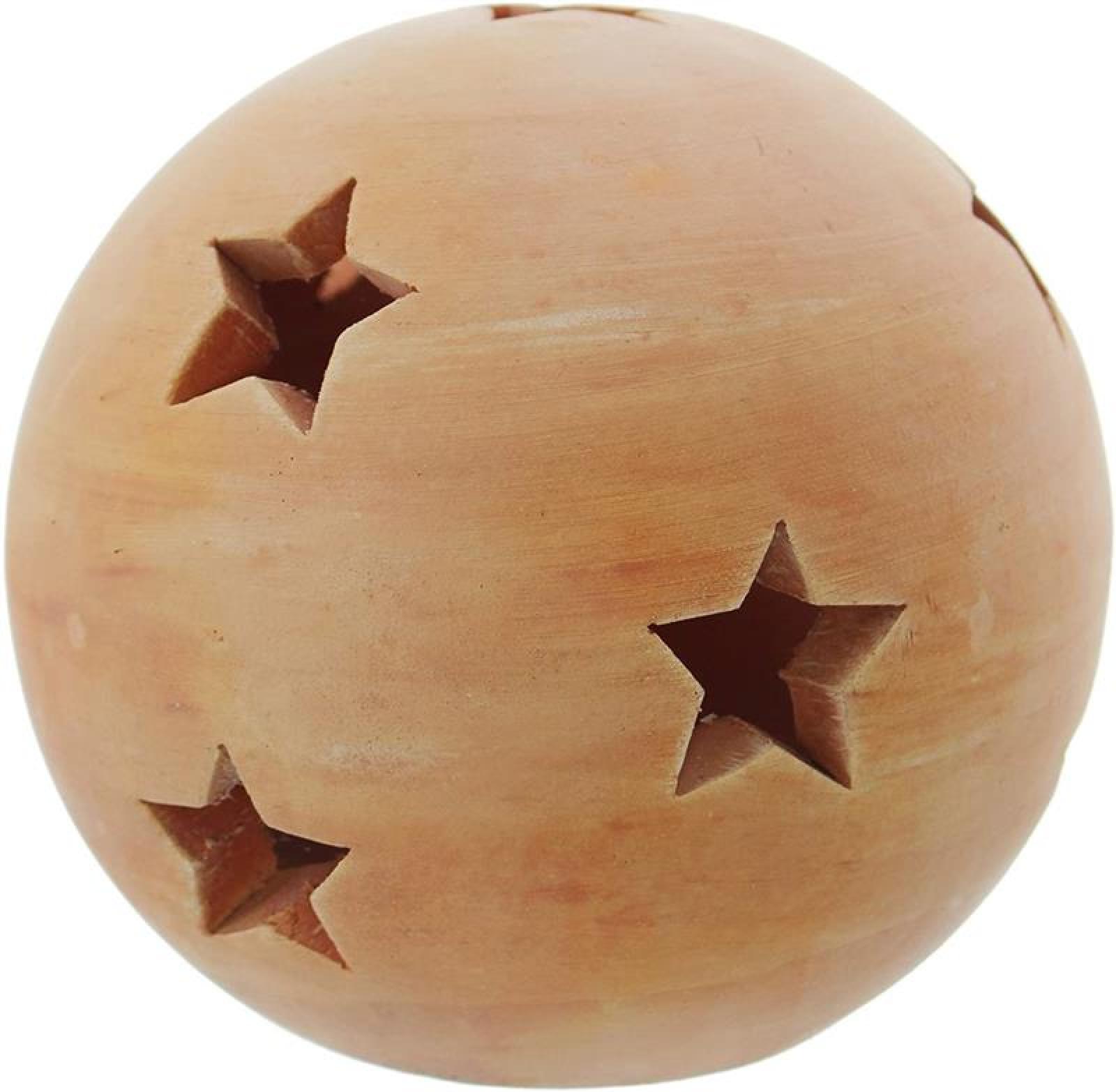 Dekokugel "Sterne" aus Terracotta, Ø 30 cm, Windlicht, Kerzenhalter, Gartenkugel, Gartendeko für Draußen