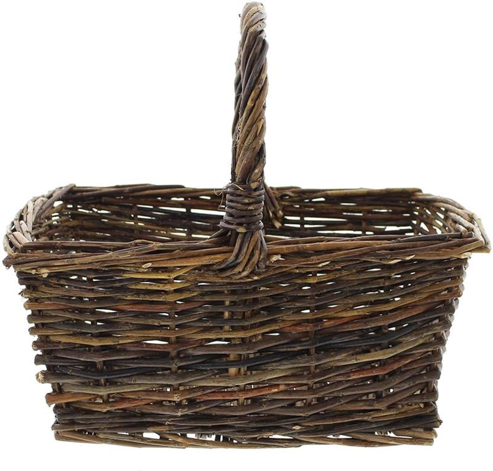 Aufbewahrungskorb aus Weide, braun, 35x26x16 cm, Weidenkorb, Flechtkorb, Bügelkorb, Dekokorb