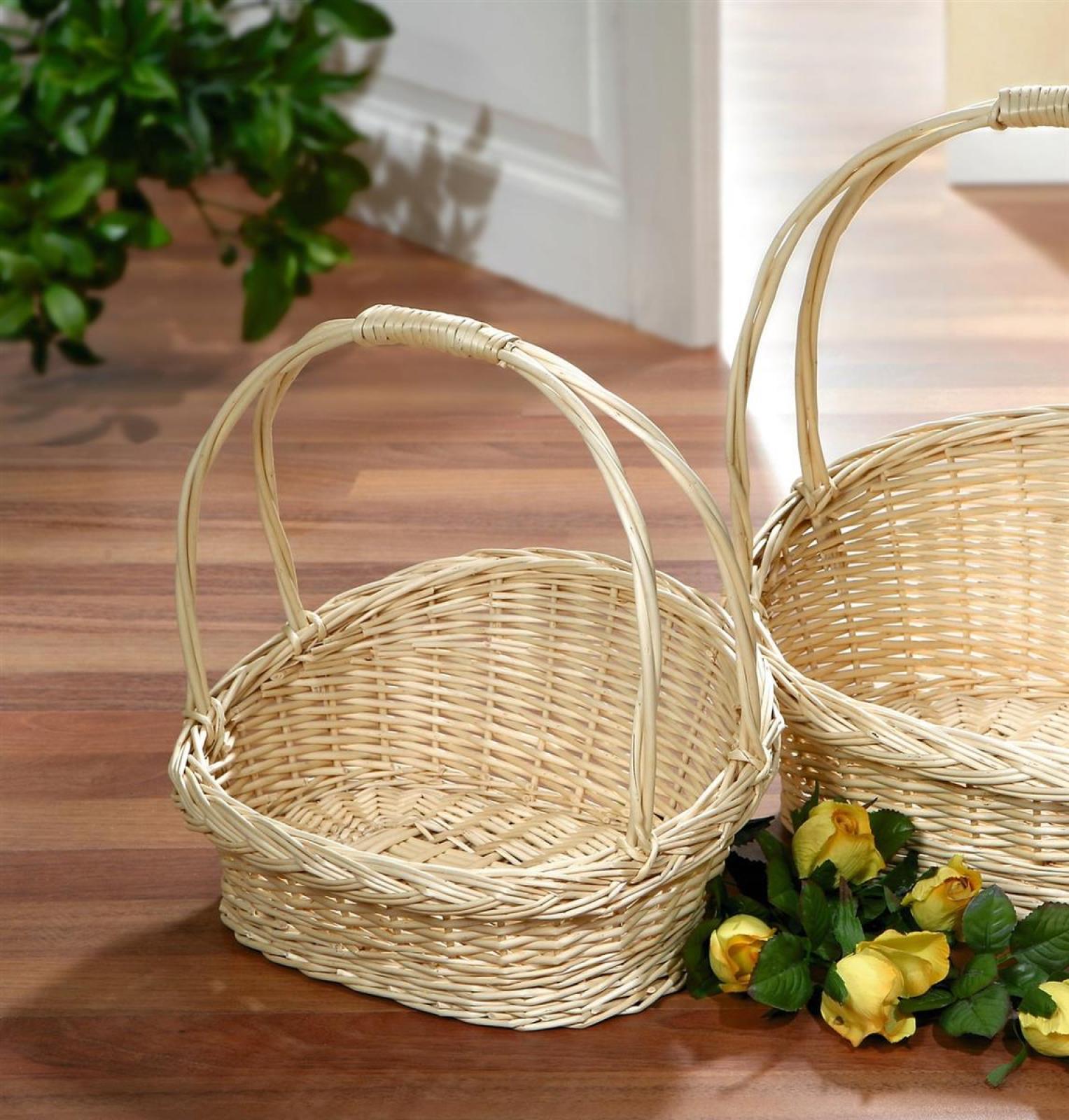 kleiner Bügelkorb aus Weide geflochten, weiß, Weidenkorb, Geschenkkorb, Dekokorb, Präsentkorb