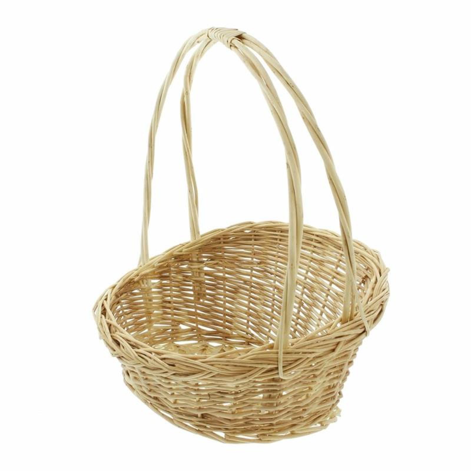 kleiner Bügelkorb aus Weide geflochten, weiß, Weidenkorb, Geschenkkorb, Dekokorb, Präsentkorb