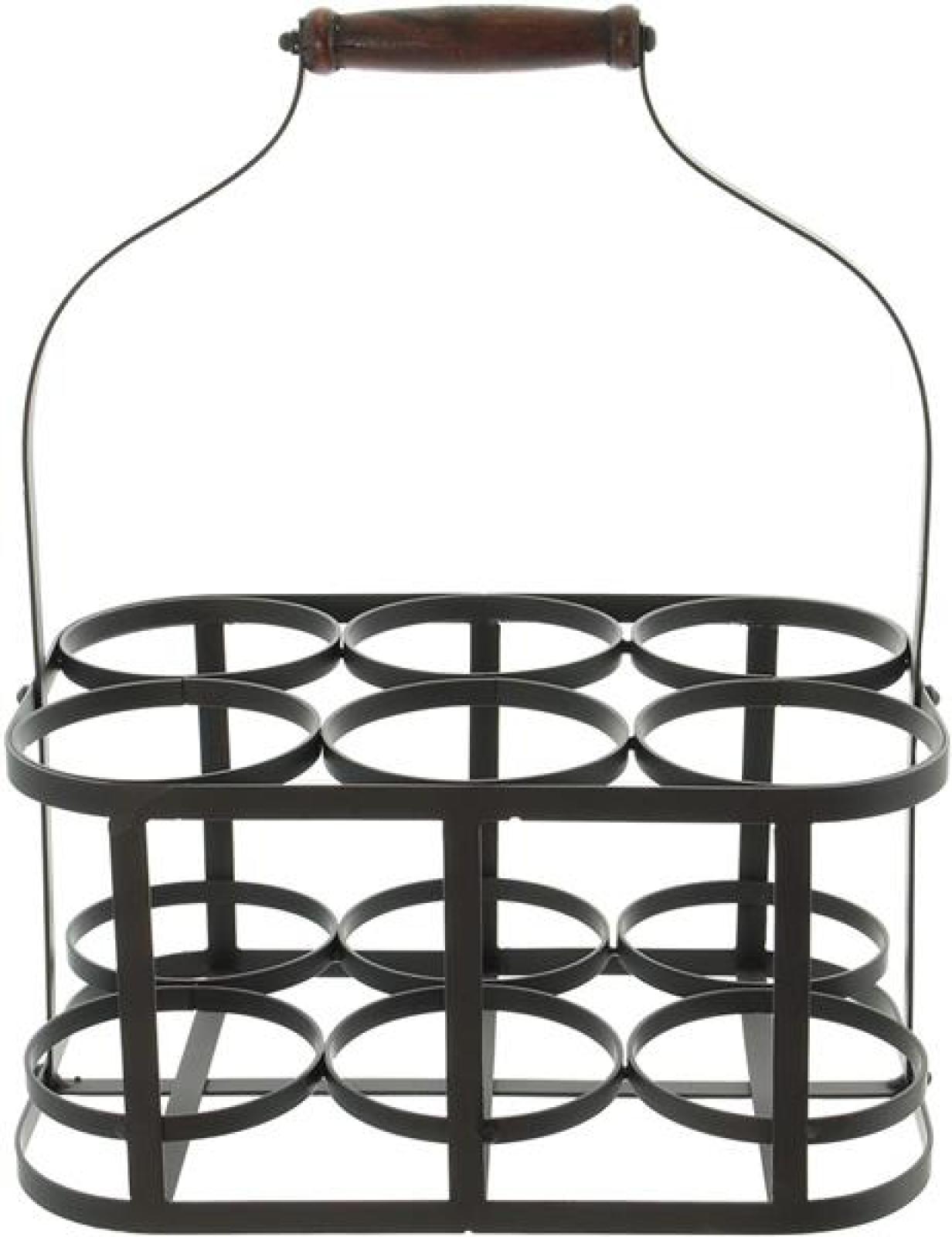 Flaschenkorb "Metall" für 6 Flaschen im Antik Design, Flaschenträger, Getränketräger, Getränkekorb