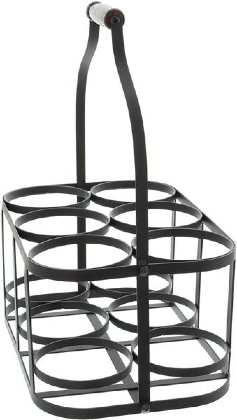 Flaschenkorb "Metall" für 6 Flaschen im Antik Design, Flaschenträger, Getränketräger, Getränkekorb
