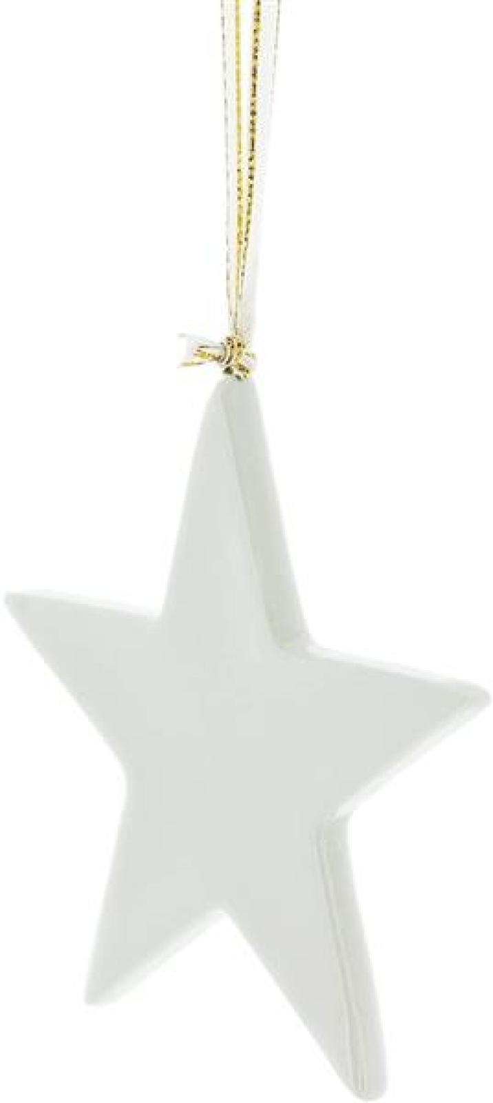 12 Sterne aus Porzellan, weiß, Weihnachtsbaumschmuck, Dekohänger, Weihnachtsdeko, Christbaumschmuck