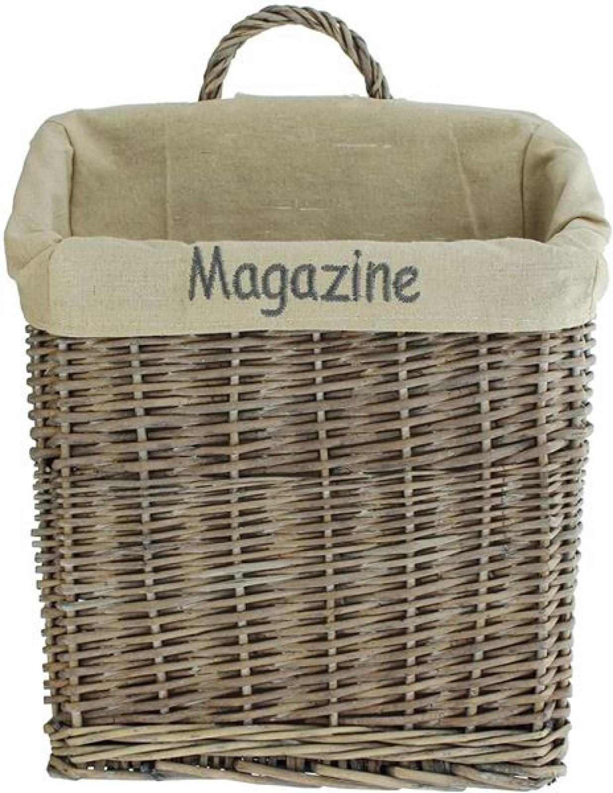 Zeitungskorb "Magazine" aus Weide geflochten, grau, Zeitschrifenkorb, Aufbewahrungskorb für Zeitschriften, Magazinkorb