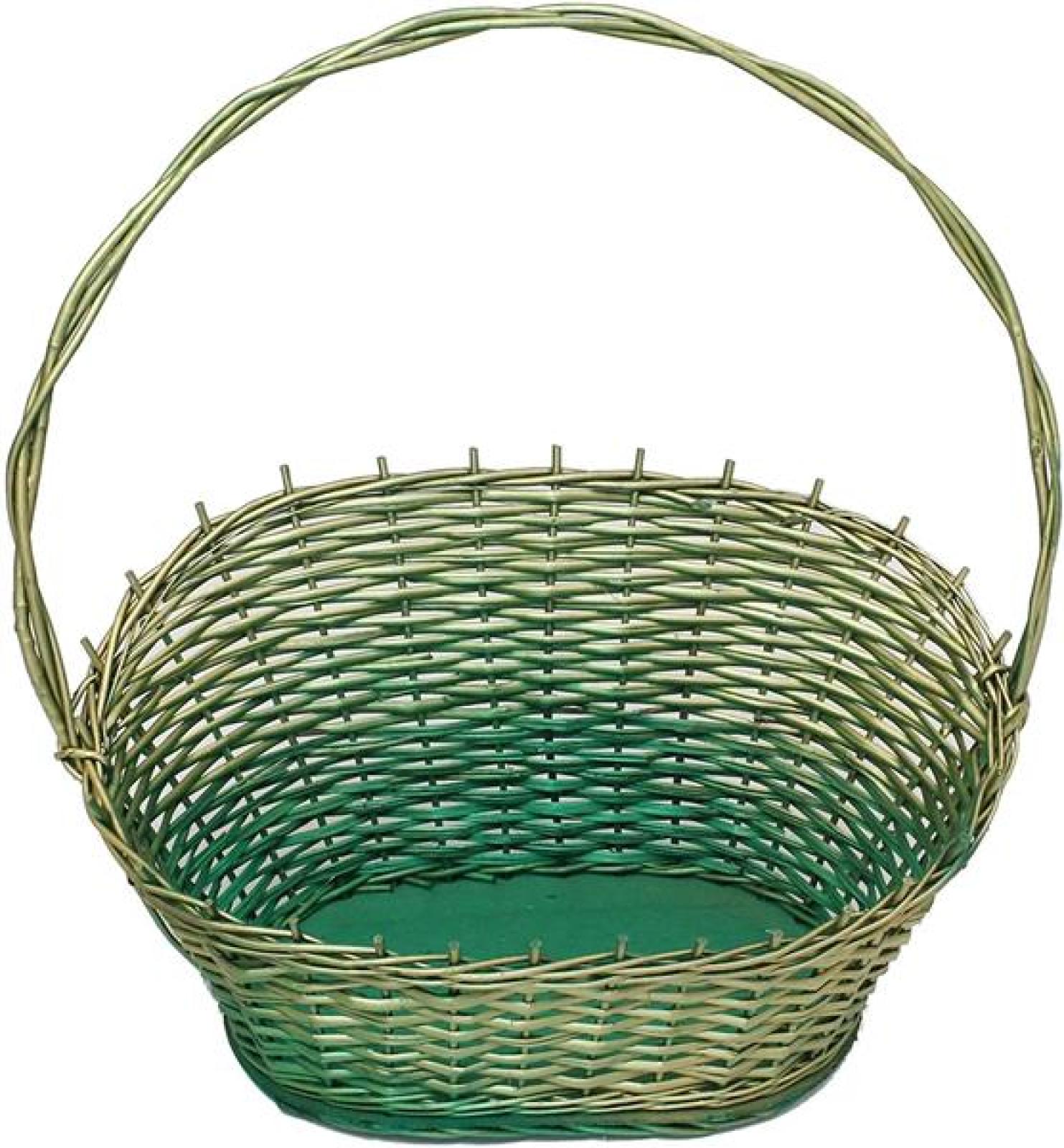 Präsentkorb grün / gold groß, aus Weide, Geschenkkorb leer, Henkelkorb, Weidenkorb