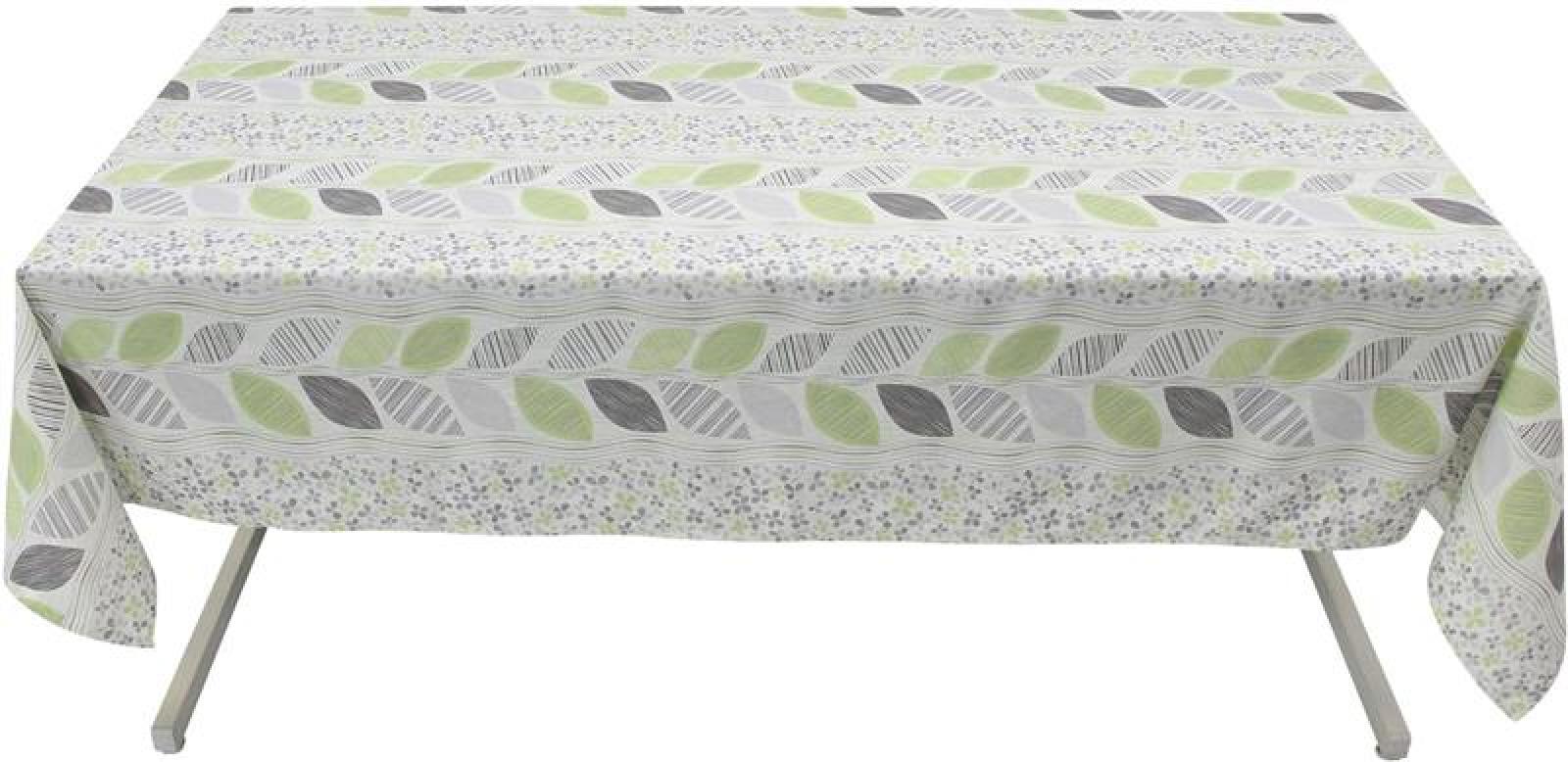 Gartentischdecke "Outdoor" 135x240 cm cremeweiß, mit Blattmuster, Tischdecke wetterfest & schmutzabweisend