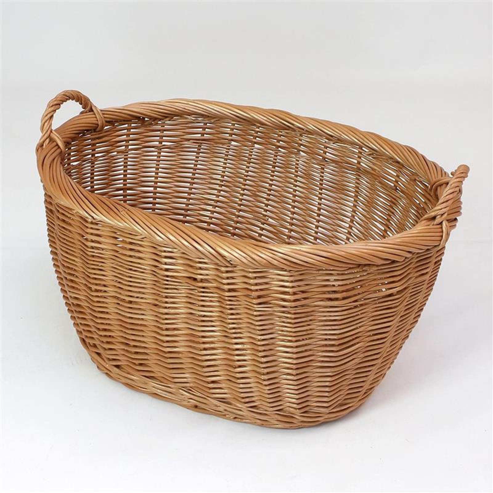 großer Weidenkorb mit Griffen, oval, 60x40x32 cm, Wäschekorb, Spielzeugkorb, Aufbewahrungskorb