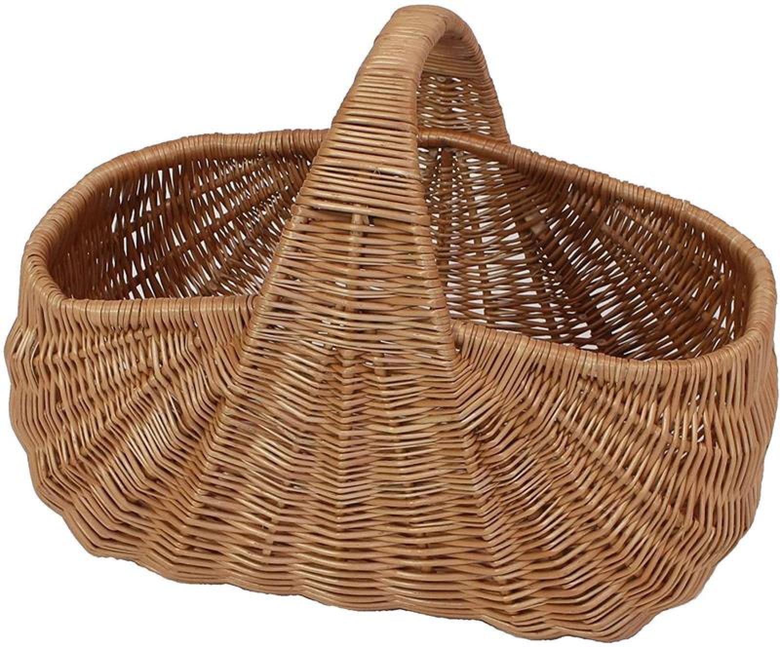 großer Einkaufskorb "Muschel" aus Weide, braun, 50x32 cm, robust & stabil, Tragekorb, Picknickkorb, Weidenkorb