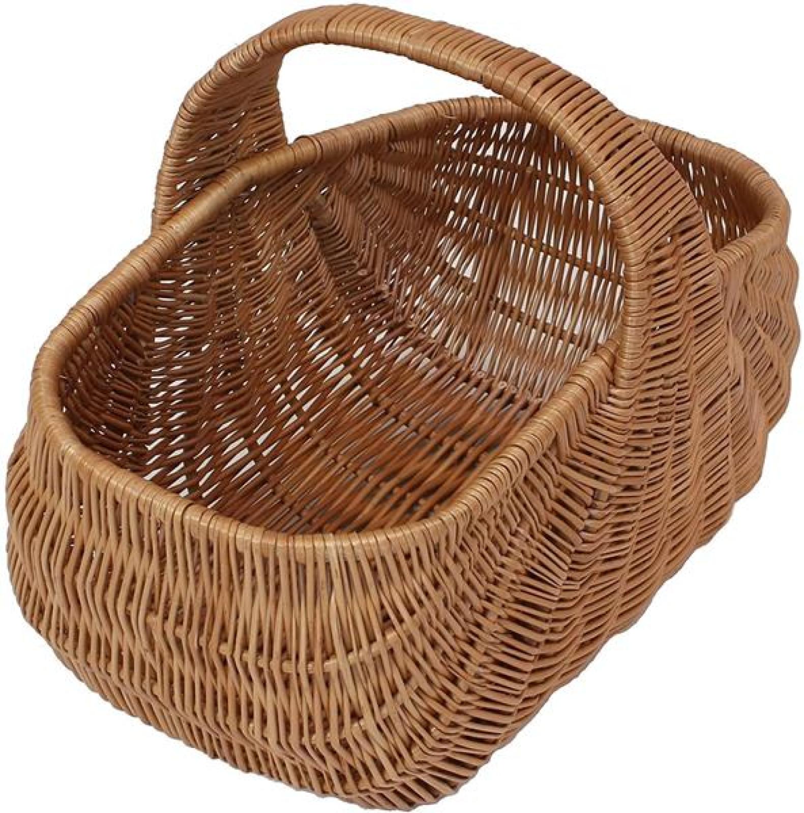 großer Einkaufskorb "Muschel" aus Weide, braun, 50x32 cm, robust & stabil, Tragekorb, Picknickkorb, Weidenkorb