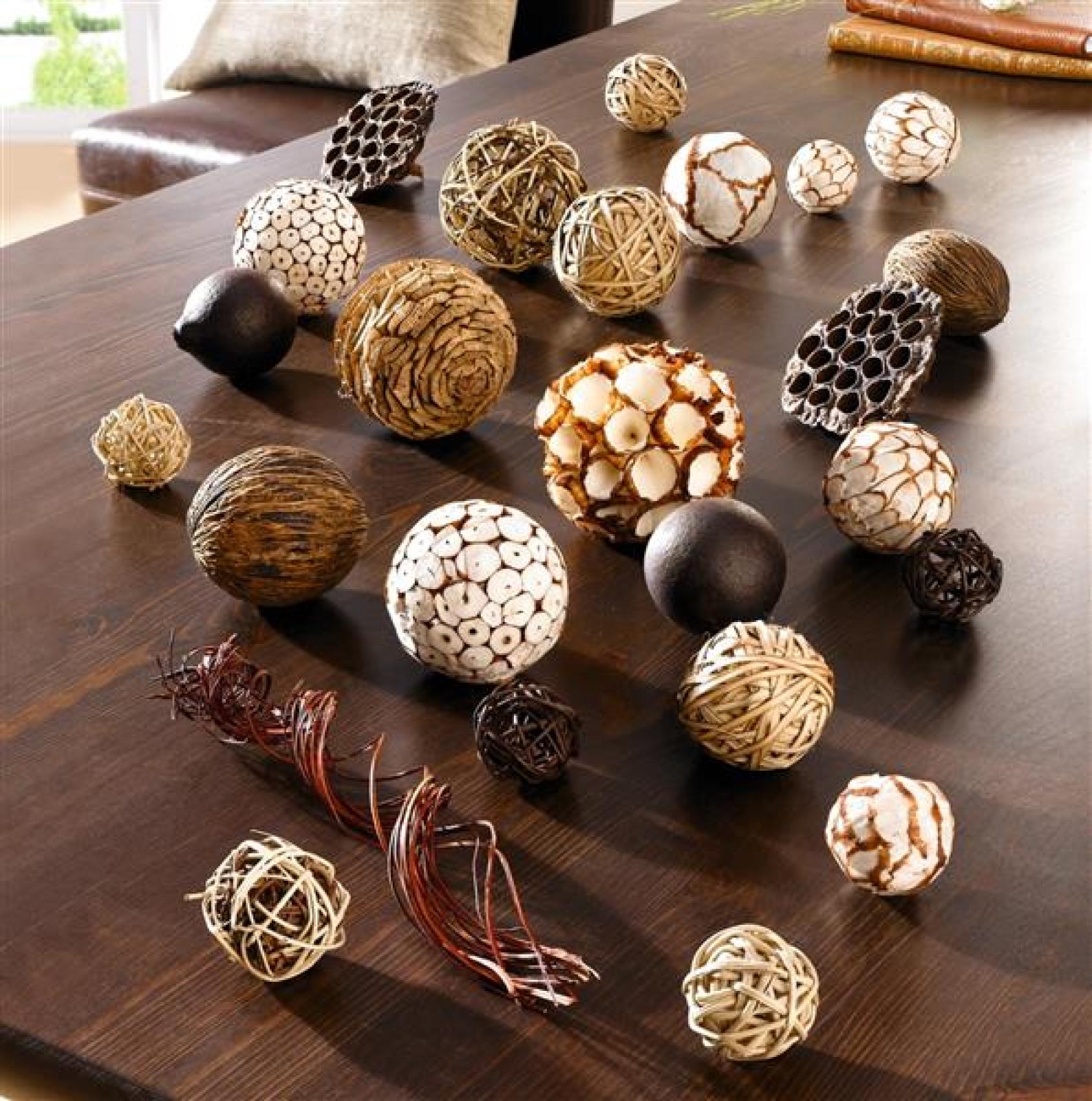 25 tlg. Deko Set "Naturkugel" Ø4-10 cm, Dekokugel, Rattankugel, Früchte, Nüsse