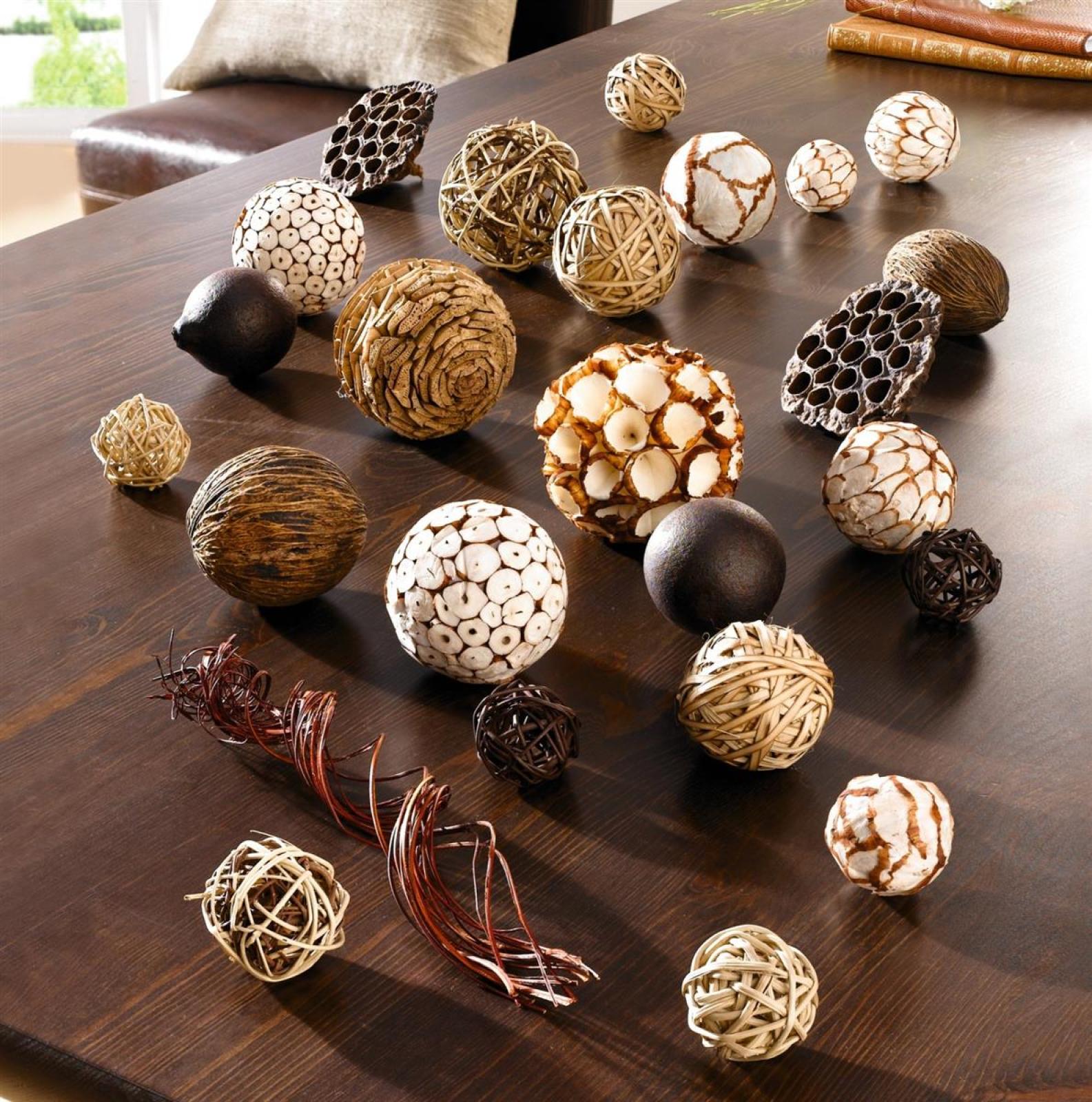 25 tlg. Deko Set "Naturkugel" Ø4-10 cm, Dekokugel, Rattankugel, Früchte, Nüsse