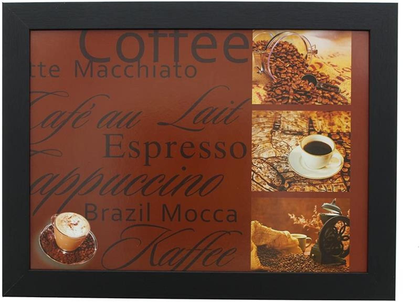 Knietablett "Kaffee" 43x33x7 cm mit Kissen, Laptoptablett, Betttablet, Schoßtablett