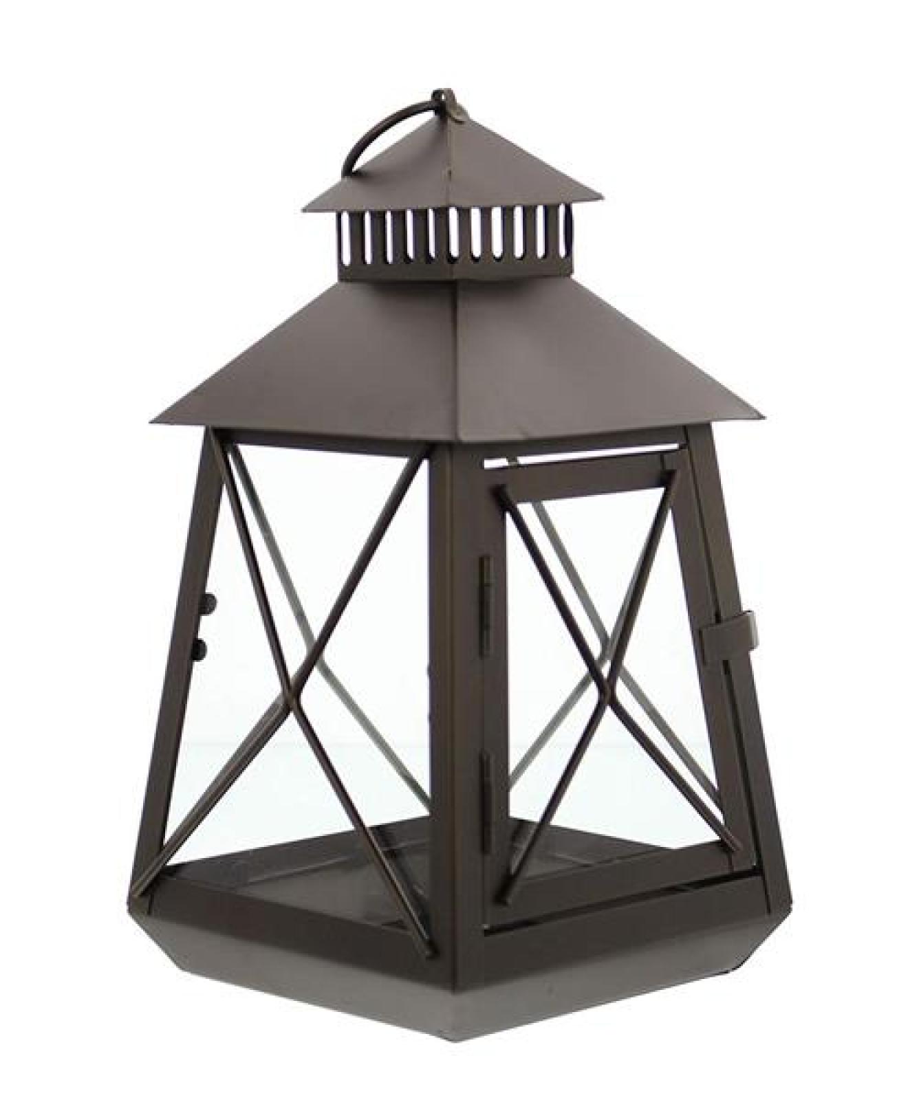 klassische Laterne aus Metall & Glas, 25 cm hoch, Gartenlaterne wetterfest, Hängelaterne, Windlicht, Kerzenlaterne, Balkon & Gartendeko