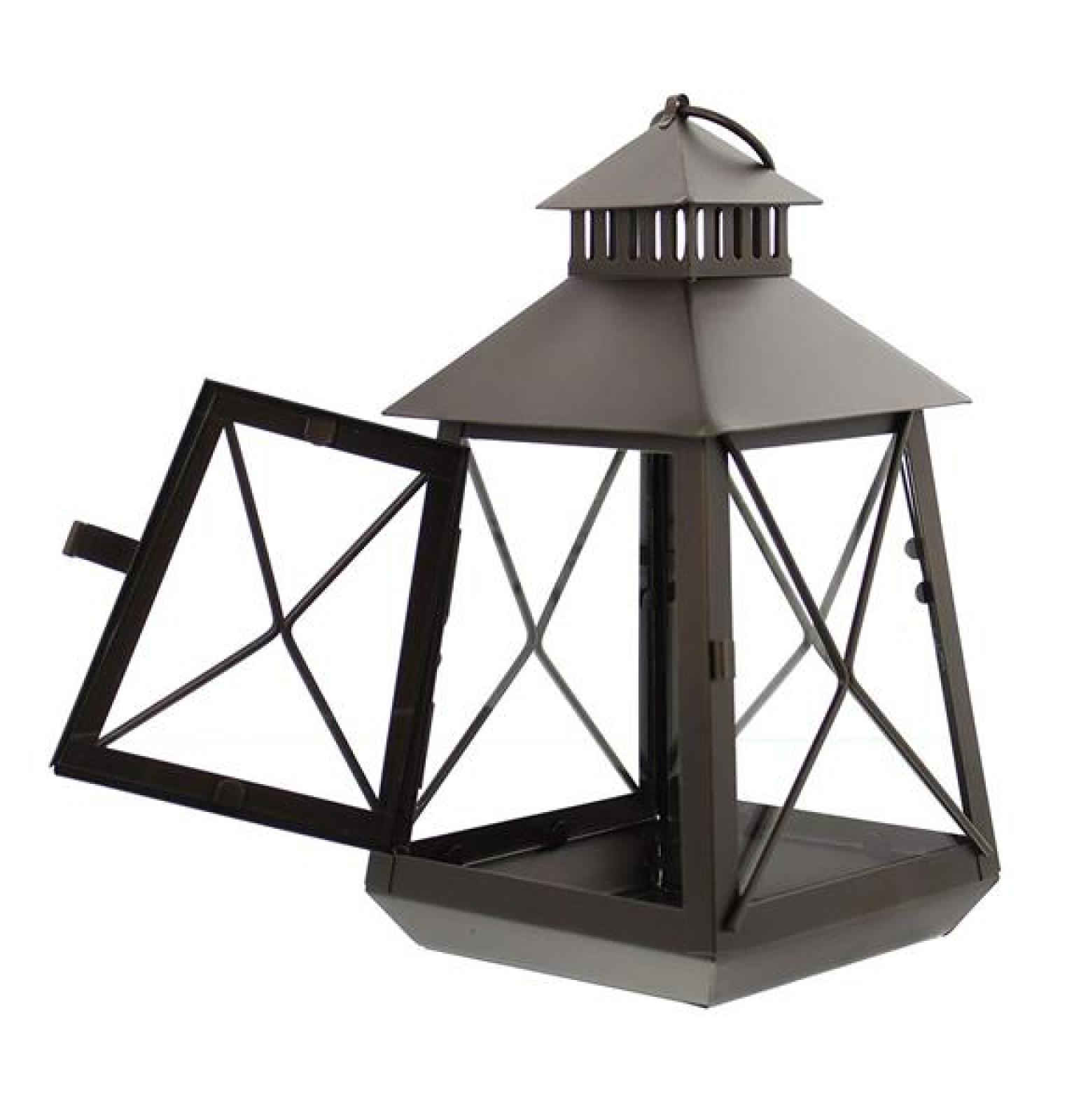 klassische Laterne aus Metall & Glas, 25 cm hoch, Gartenlaterne wetterfest, Hängelaterne, Windlicht, Kerzenlaterne, Balkon & Gartendeko