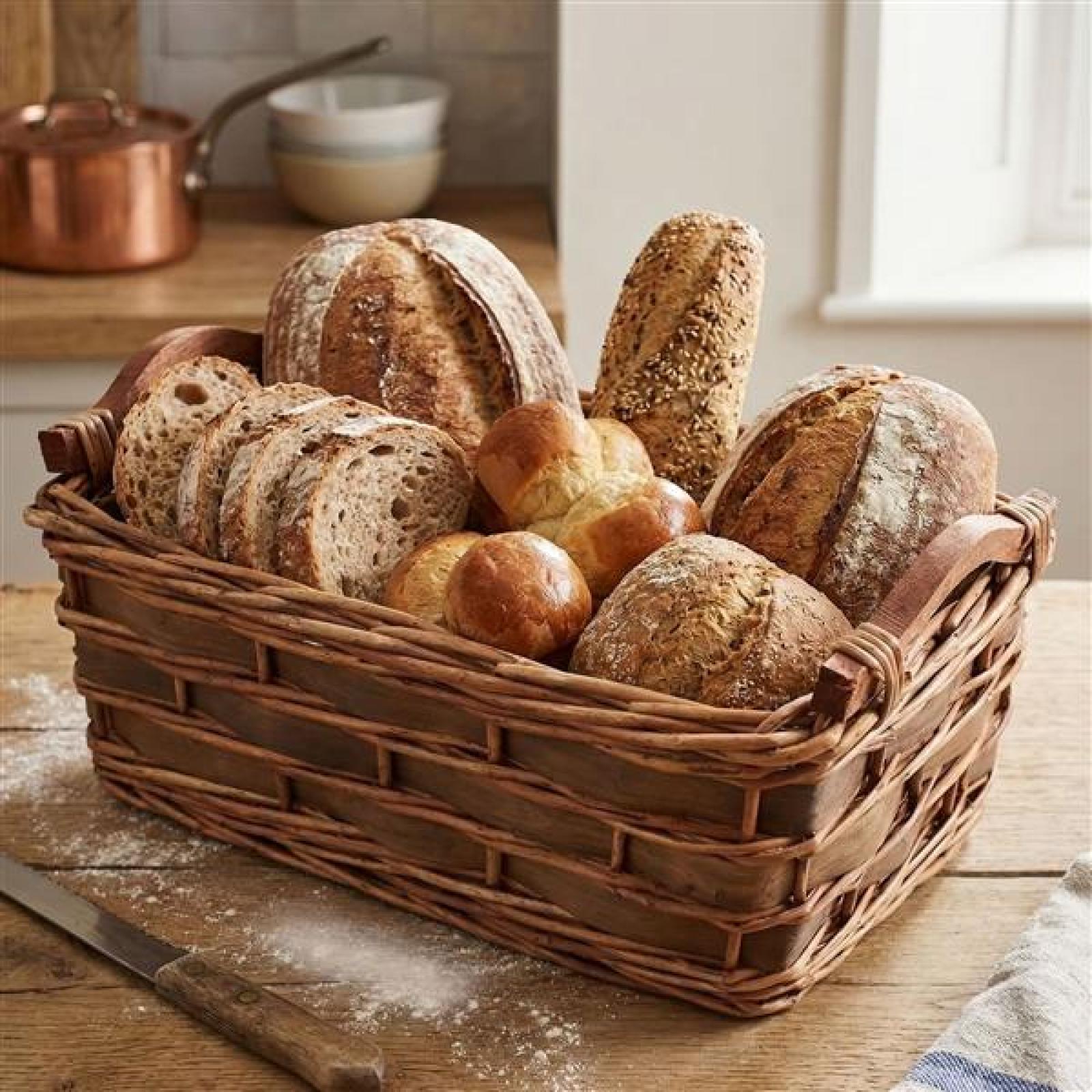 Füllkorb aus Weide + Holz, mittel, mit Griffen, braun Aufbewahrungskorb, Obstkorb
