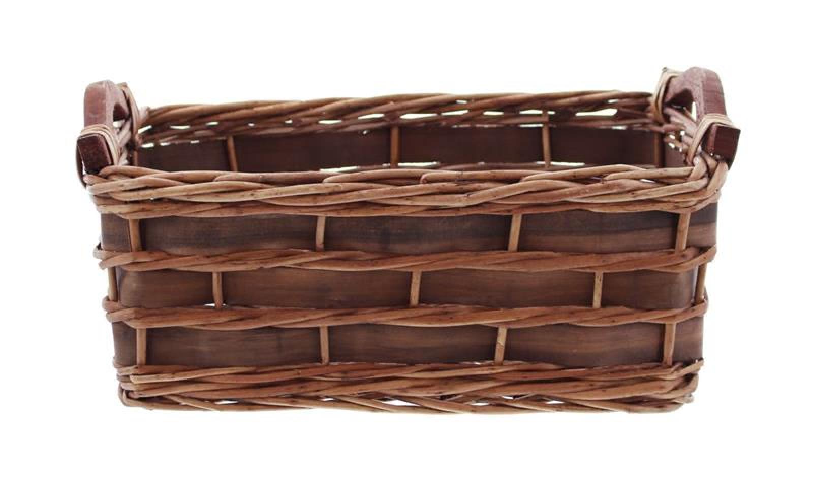 Füllkorb aus Weide + Holz, mittel, mit Griffen, braun Aufbewahrungskorb, Obstkorb