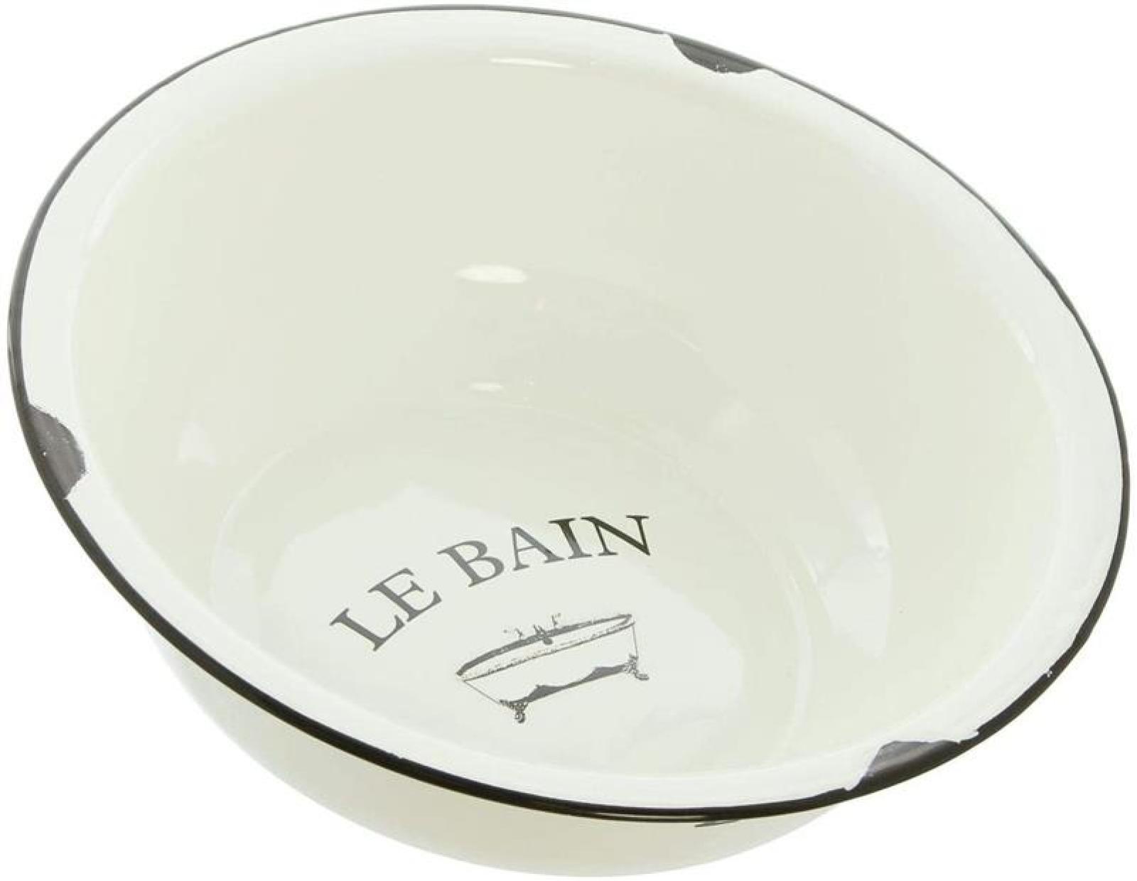 Waschschüssel "Le Bain" aus Metall, Ø 34 cm, Emaille Schüssel, Shabby Chic