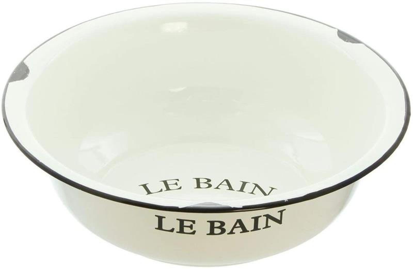 Waschschüssel "Le Bain" aus Metall, Ø 34 cm, Emaille Schüssel, Shabby Chic